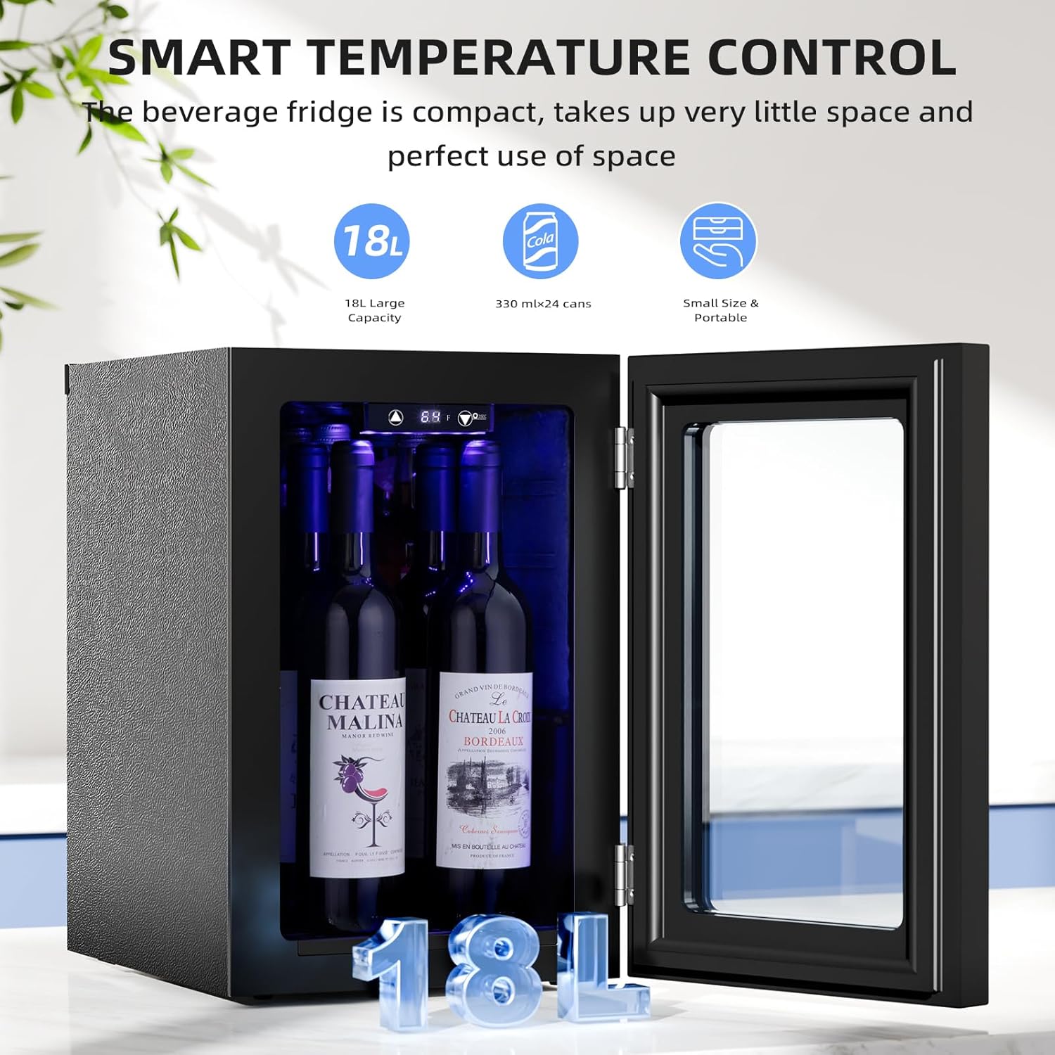 0.6Cu. Ft. Freestanding Wine Cellar Mini Fridge. 4-Bottle Red Wine with 6-Can Beverage Refrigerator. Quiet Compressor. LED Light and Display - Image 2