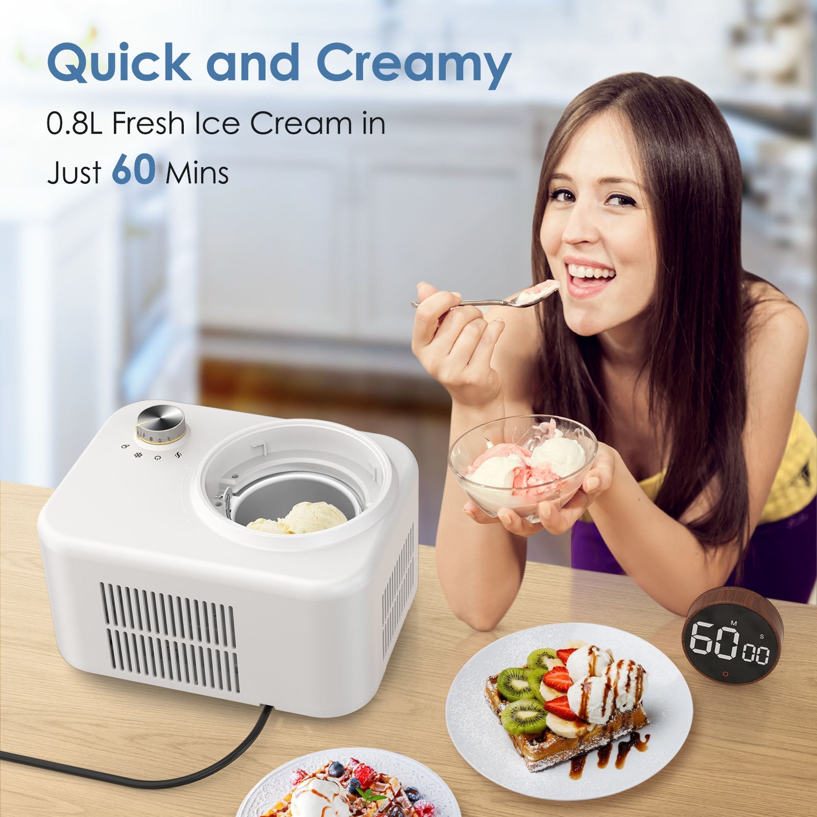 0.8L Ice Cream Maker with Compressor IC3908 - Image 3