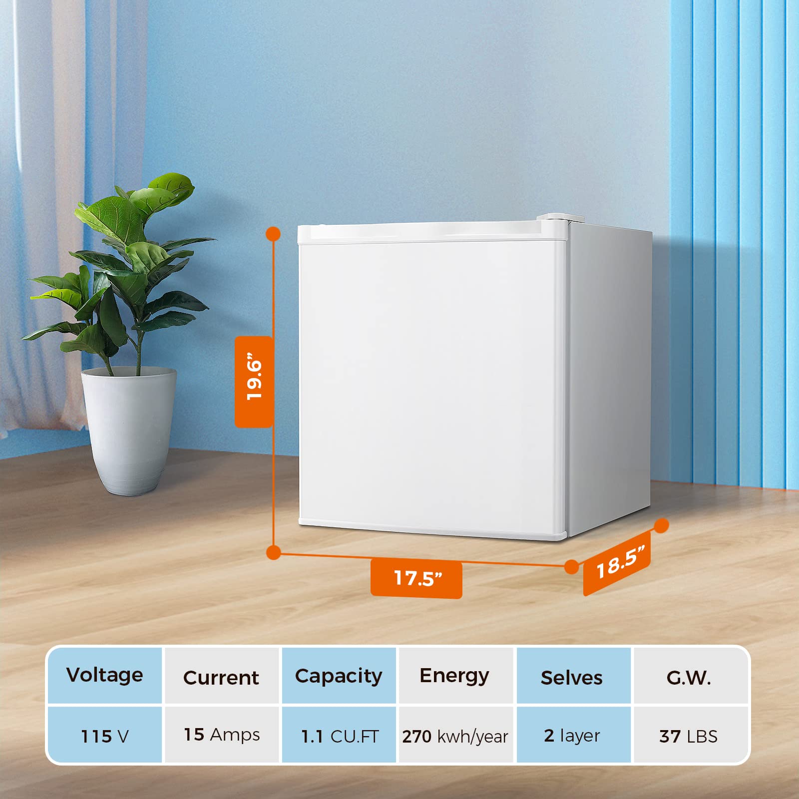 Kismile Upright Freezer.3.0 Cu.ft Mini Freezer with Reversible Single Door - Image 42