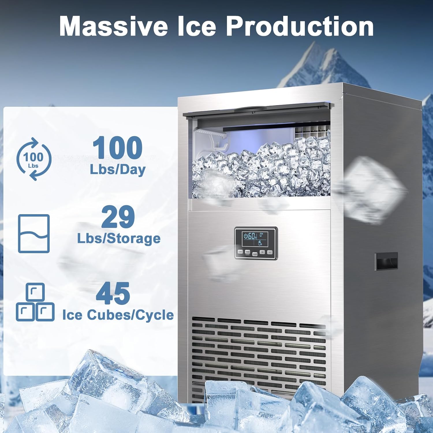 100lb/24H Commercial Ice Maker 58045RCI0-STEEL - Image 2