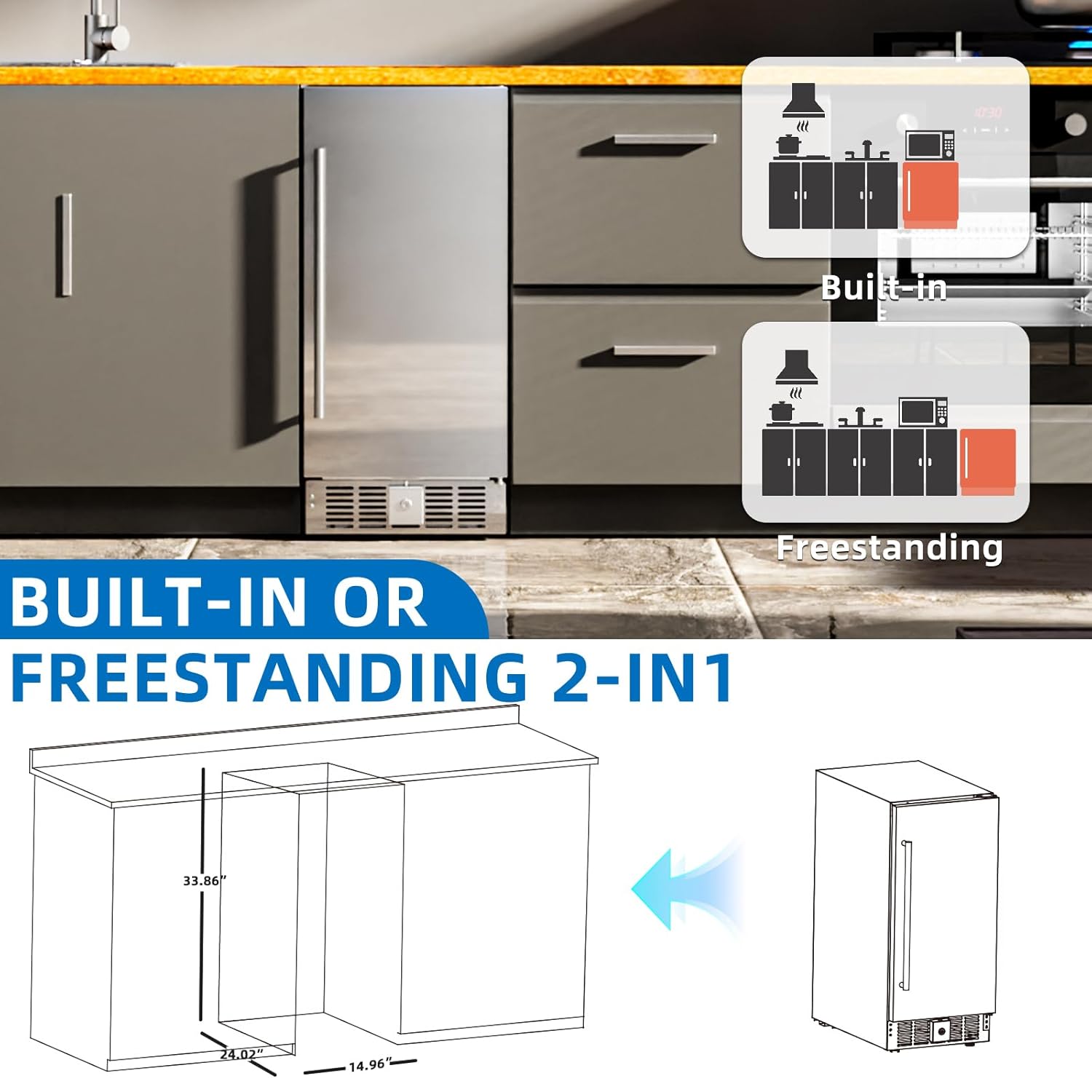 15-Inch Built-In Beverage Refrigerator 58085RKR0 - Image 6