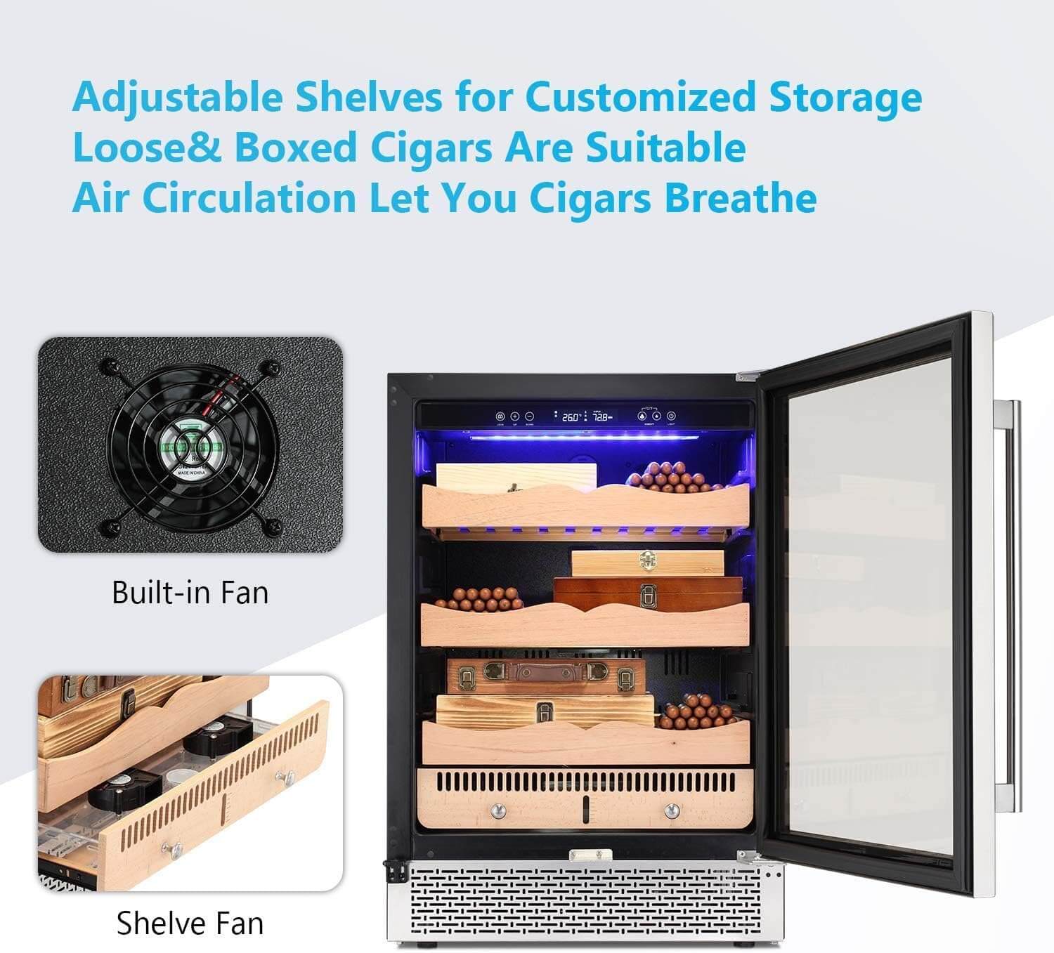 15 Inch Cigar Humidor Electric Humidor Silver Steel X5196 - Image 29