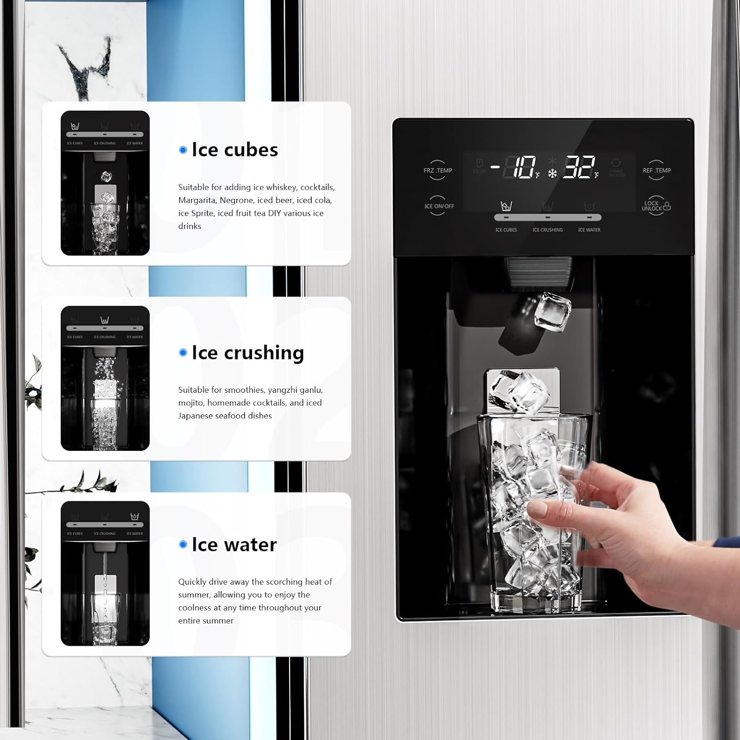 36 Side By Side 20.01 Cu. ft. Built-in Refrigerator with Freezer & Ice Maker Included - Image 4
