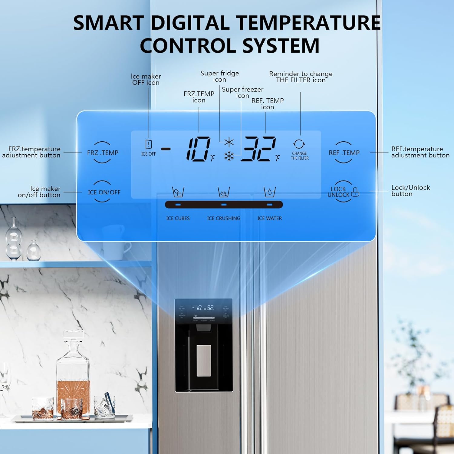 36 Side By Side 20.01 Cu. ft. Built-in Refrigerator with Freezer & Ice Maker Included - Image 6