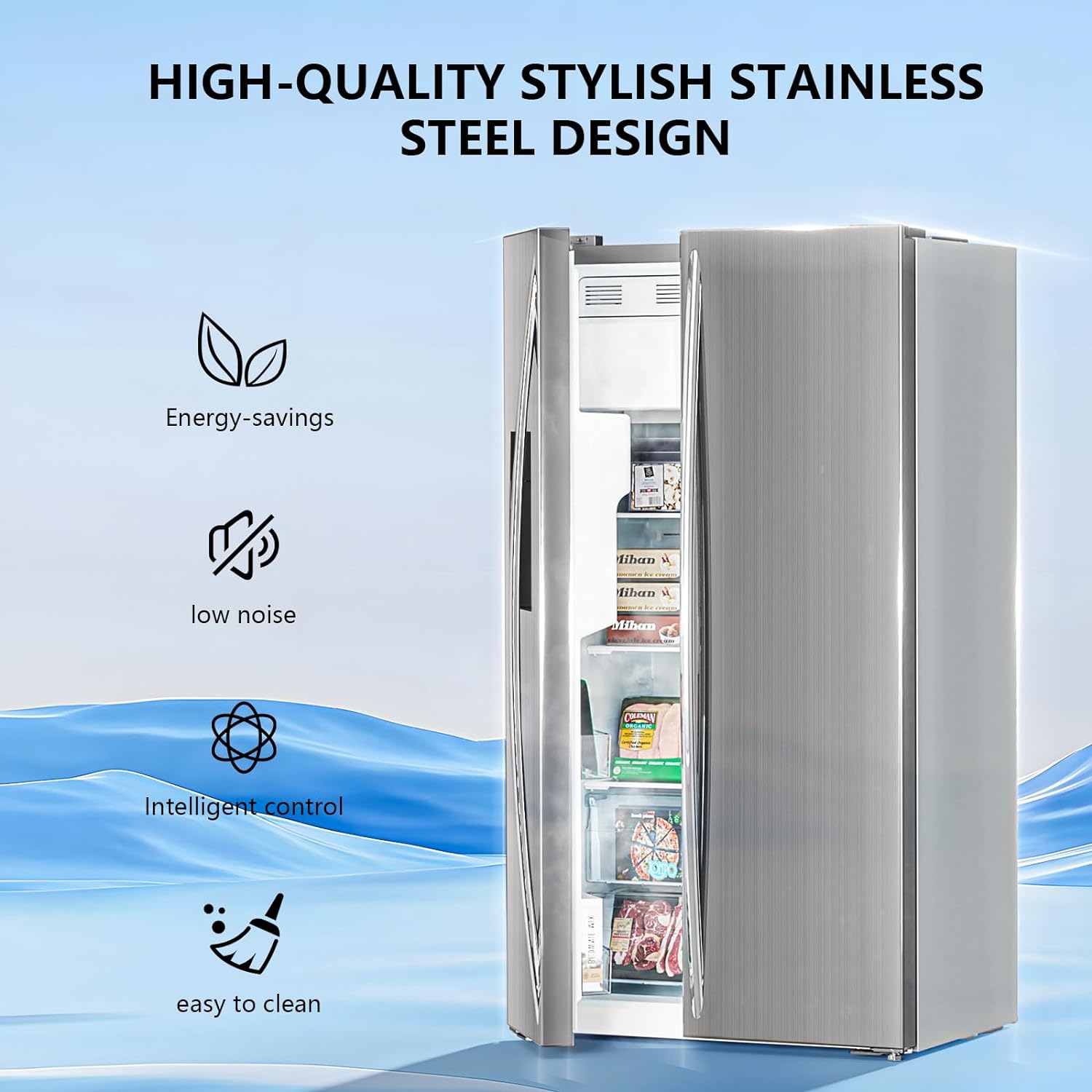 36 Side By Side 20.01 Cu. ft. Built-in Refrigerator with Freezer & Ice Maker Included - Image 5