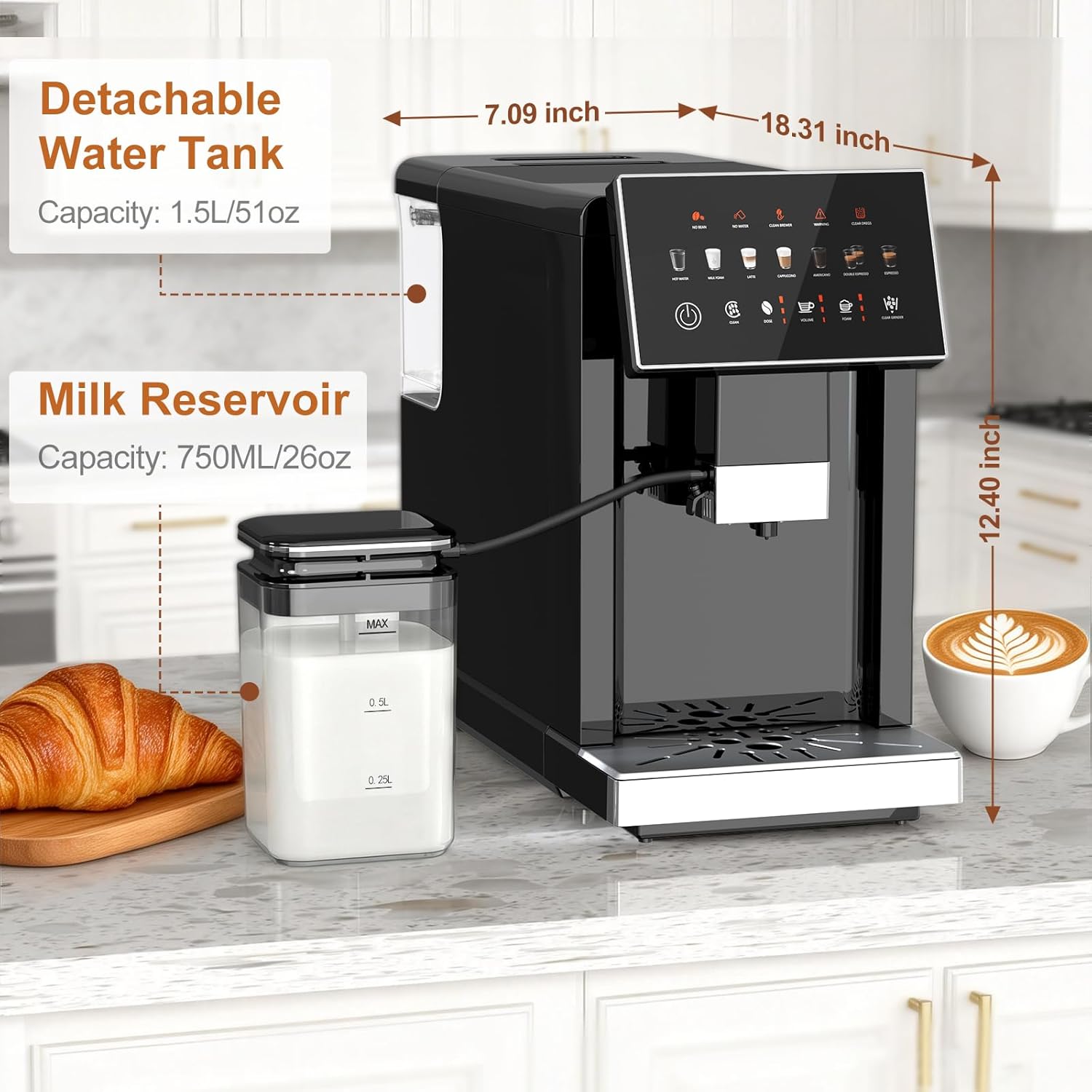 20 Bar Automatic Espresso Machine with Grinder 80002KCM1 - Image 15