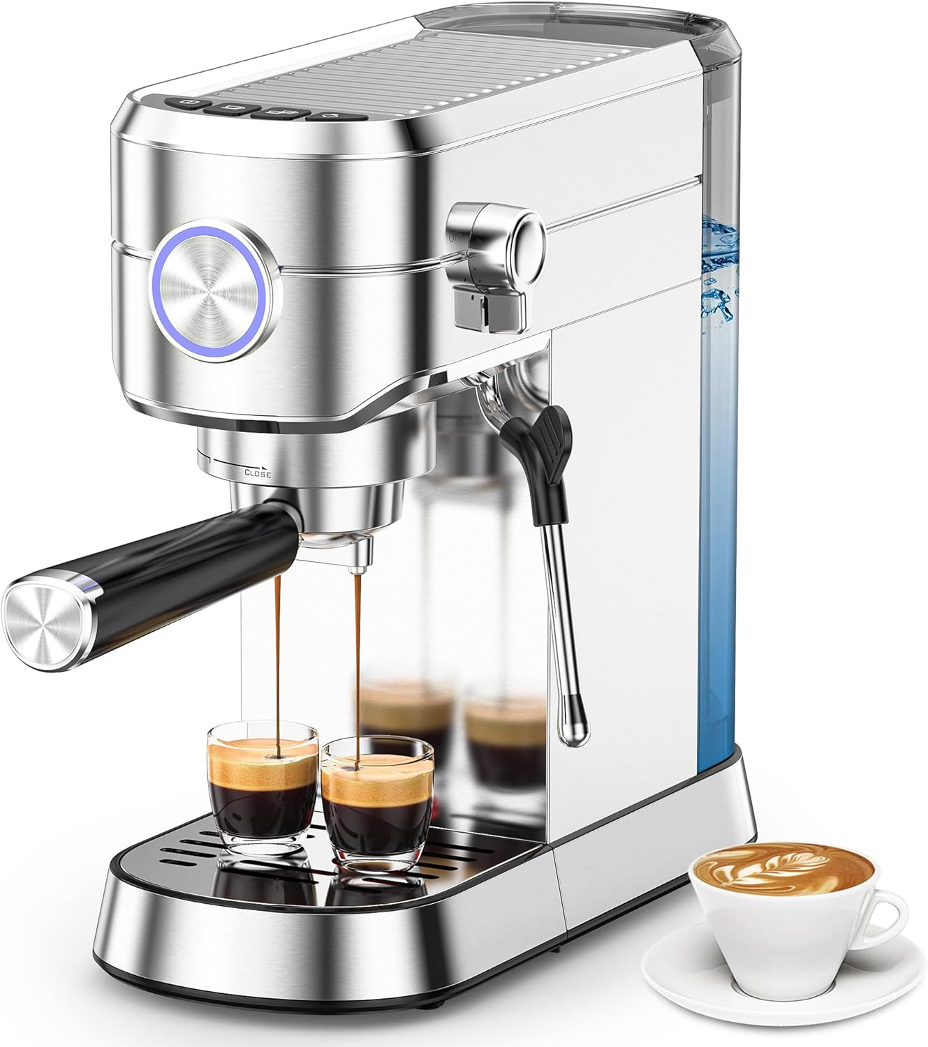 20 Bar Espresso Machine. Professional Espresso Maker with Milk Frother Steam Wand