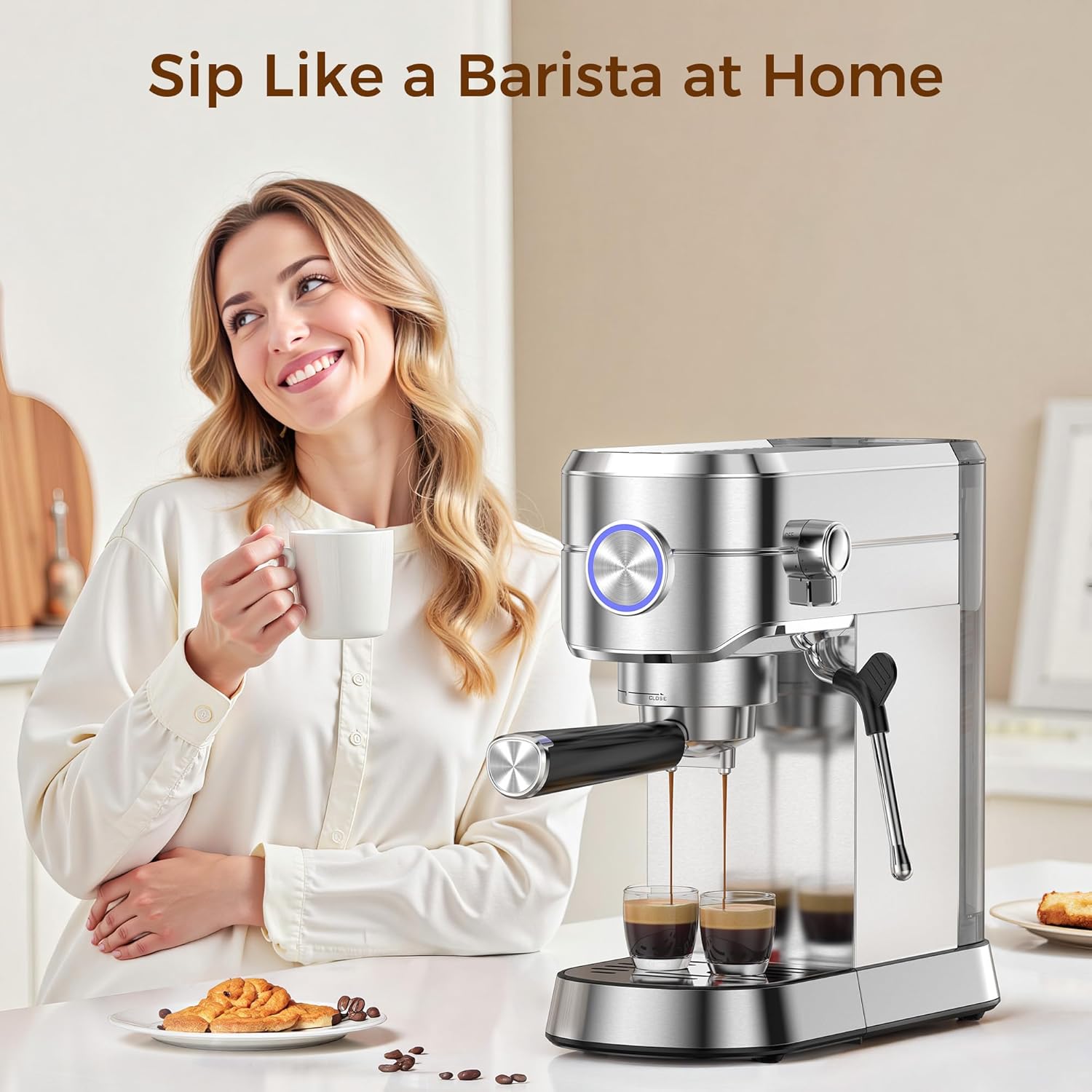 20 Bar Espresso Machine. Professional Espresso Maker with Milk Frother Steam Wand - Image 7