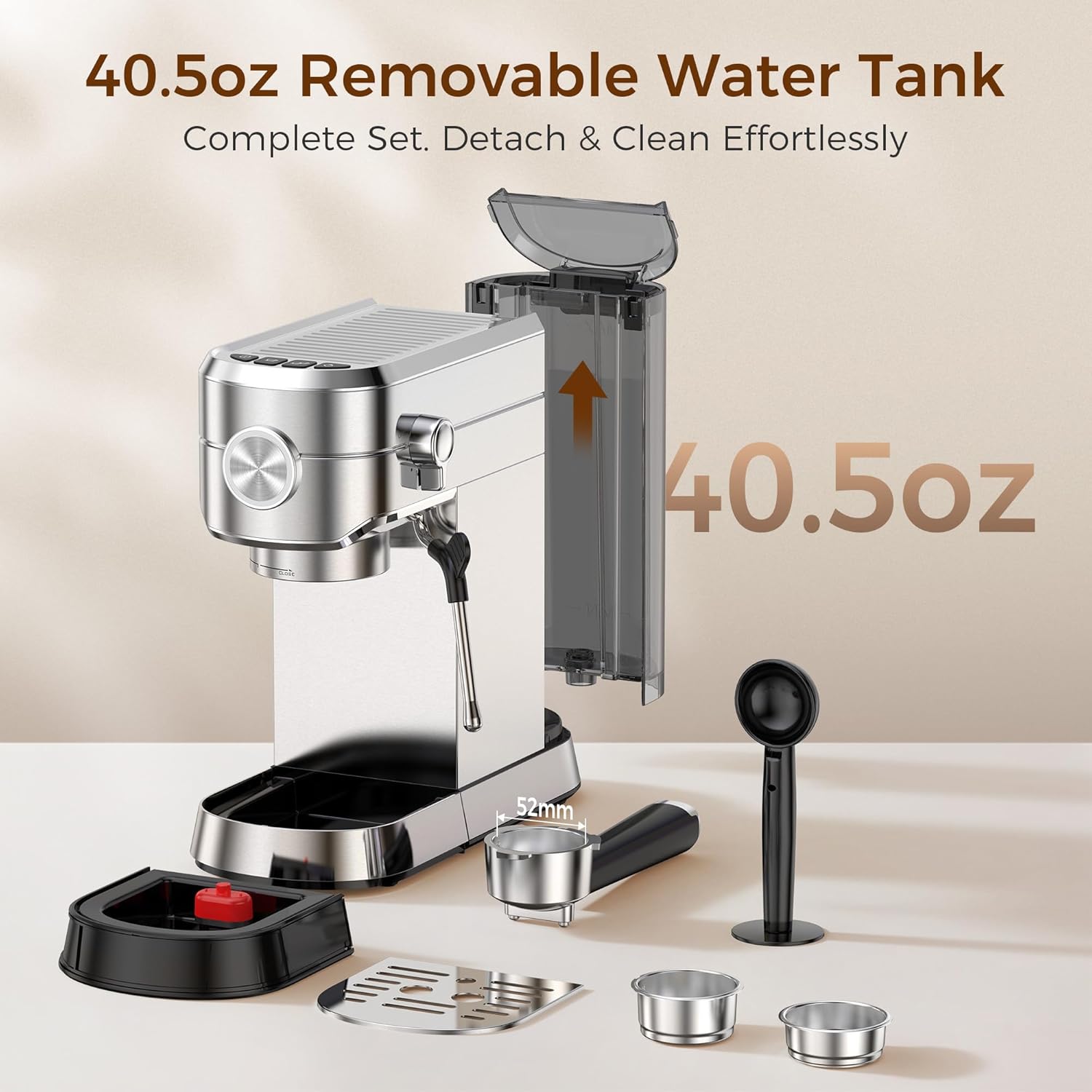 20 Bar Espresso Machine. Professional Espresso Maker with Milk Frother Steam Wand - Image 4