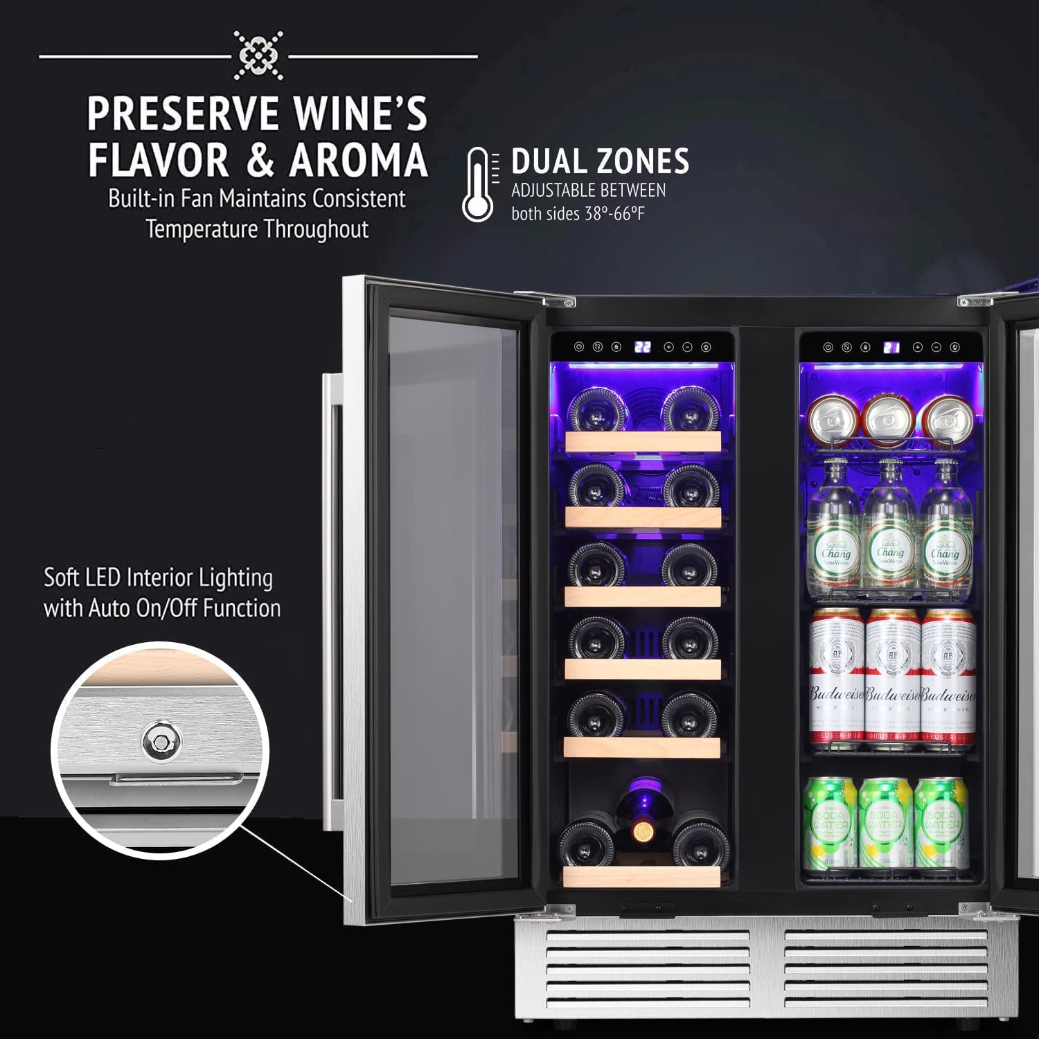 24 Inch Dual Zone Wine Fridges Cooler Beverage Refrigerator W51115 - Image 4