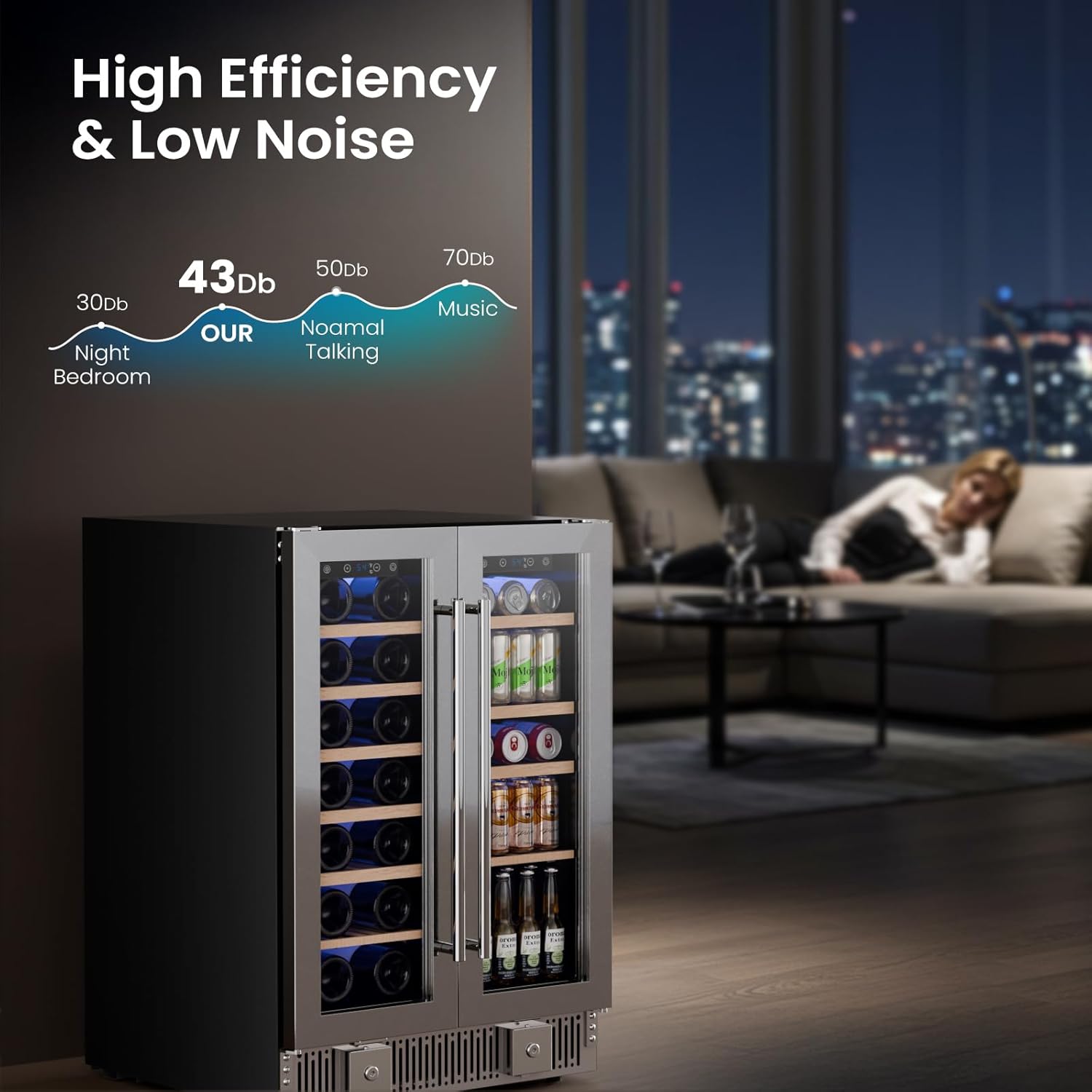 24 Inch Dual Zone Wine Fridges Cooler Beverage Refrigerator W51115 - Image 13
