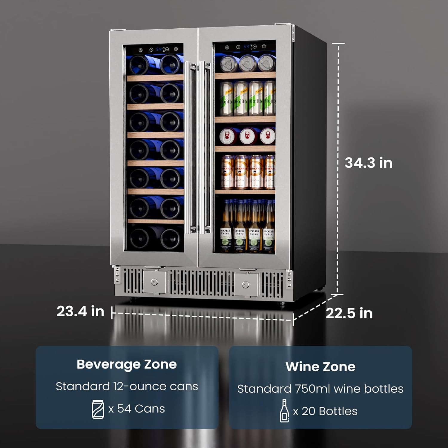 24 Inch Dual Zone Wine Fridges Cooler Beverage Refrigerator W51115 - Image 12