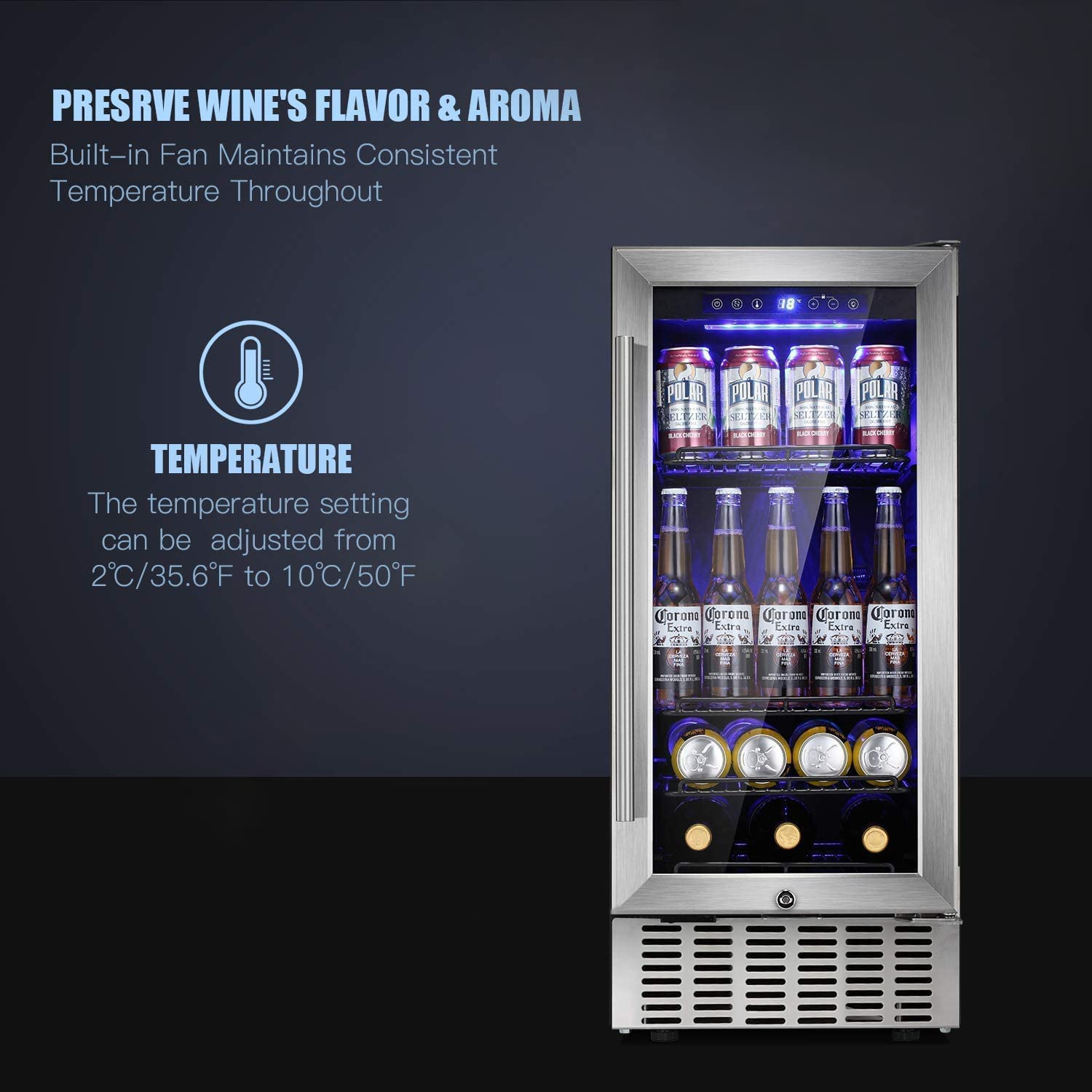 24 Inch Metal Shelves Built-in Wine Fridges Cooler Beverage Refrigerator - Image 10