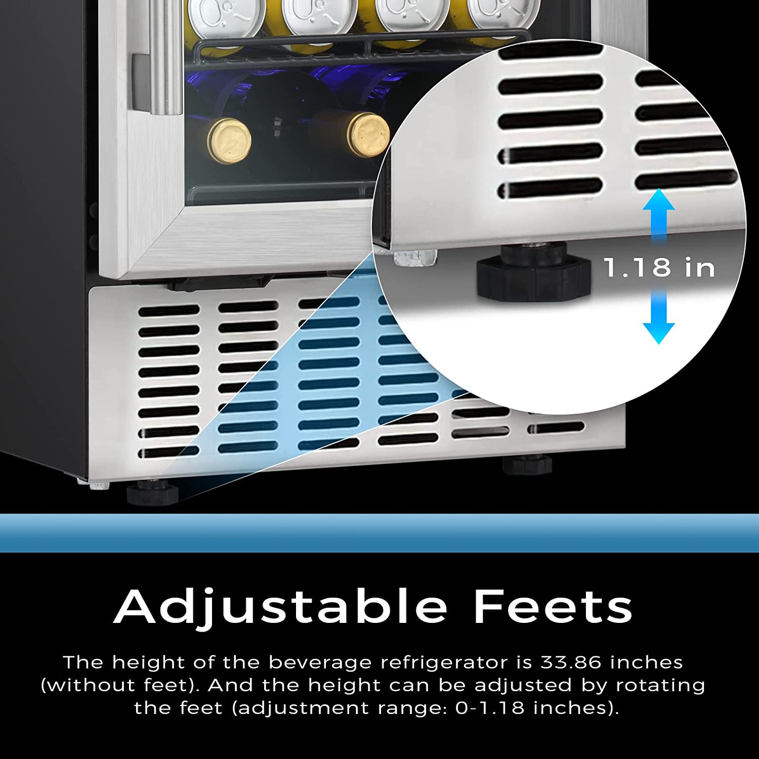 24 Inch Metal Shelves Built-in Wine Fridges Cooler Beverage Refrigerator - Image 12