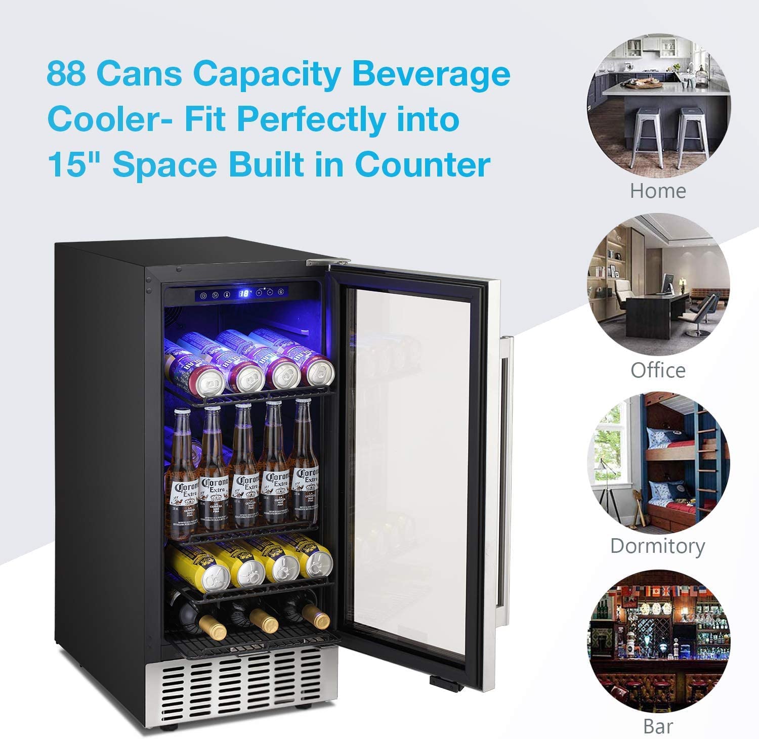 24 Inch Metal Shelves Built-in Wine Fridges Cooler Beverage Refrigerator - Image 13