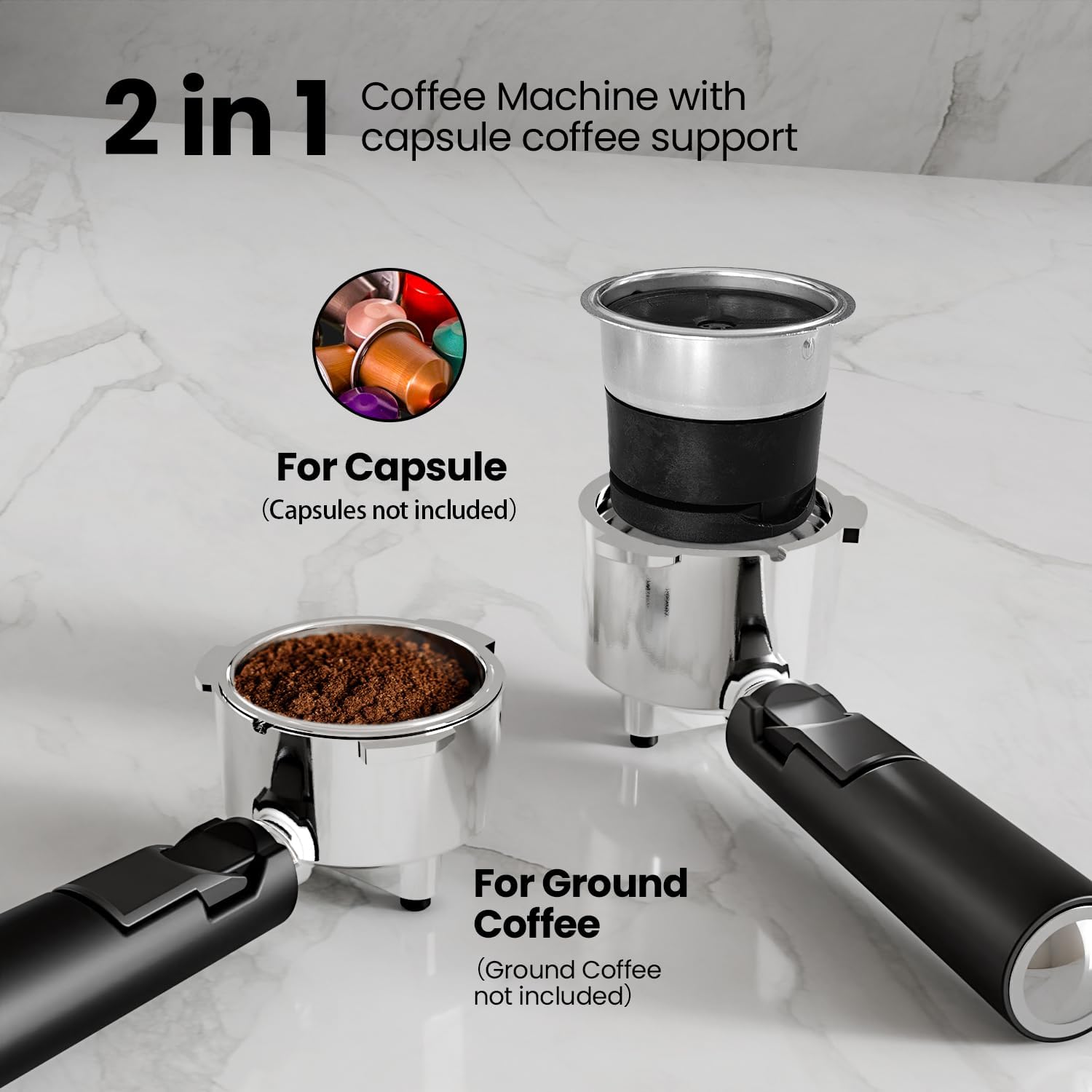 3 in 1 Professional Espresso Maker with Dual Heating System & Capsule Compatible CM8011 - Image 5