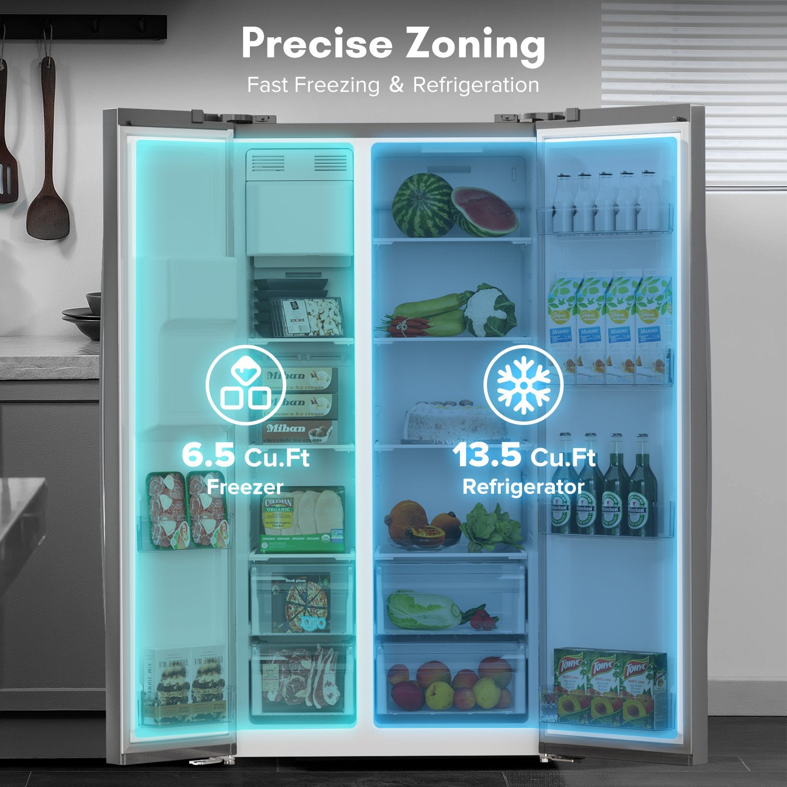 36 Side By Side 20.01 Cu. ft. Built-in Refrigerator with Freezer & Ice Maker Included - Image 12