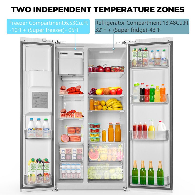 36 Side By Side 20.01 Cu. ft. Built-in Refrigerator with Freezer & Ice Maker Included - Image 9