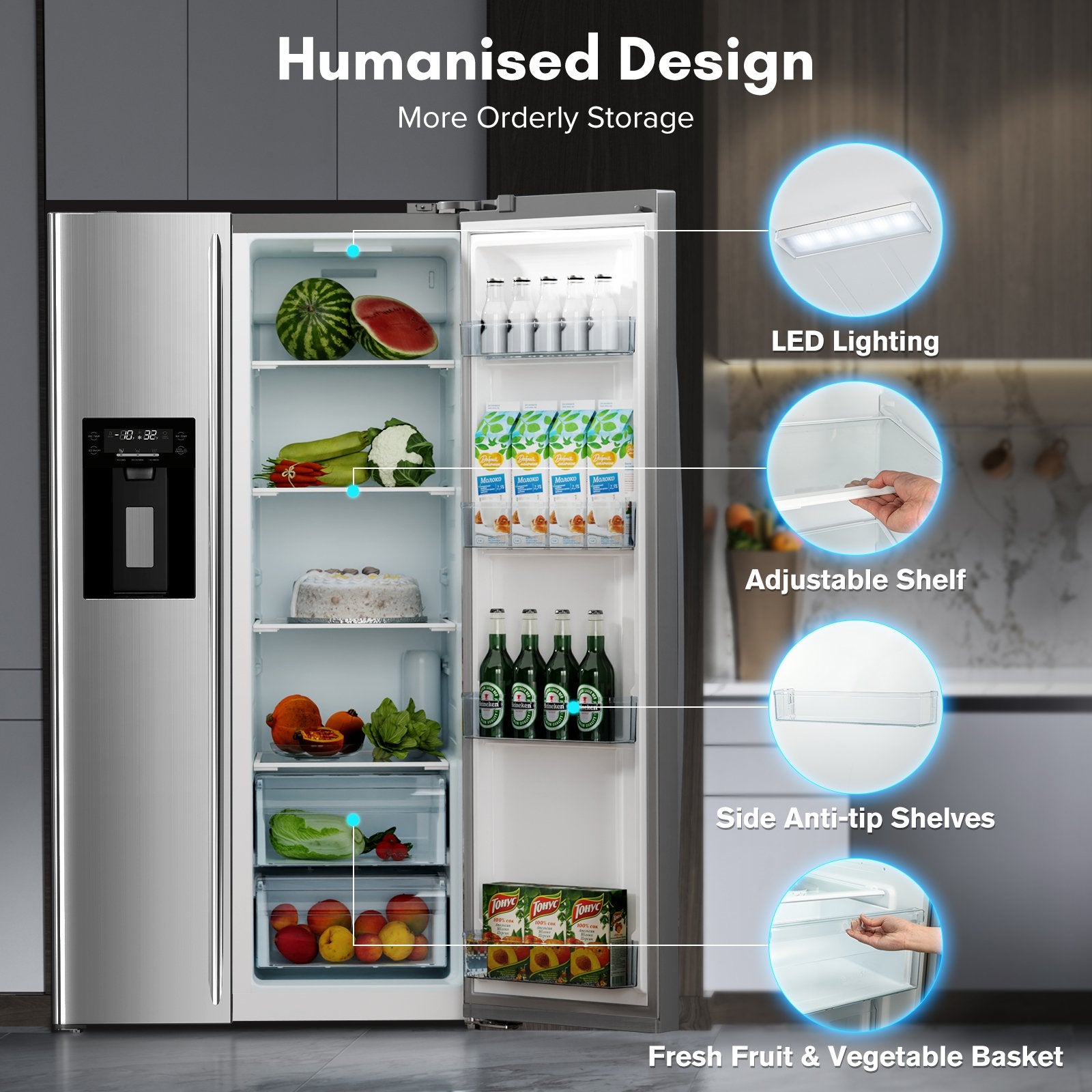 36 Side By Side 20.01 Cu. ft. Built-in Refrigerator with Freezer & Ice Maker Included - Image 11