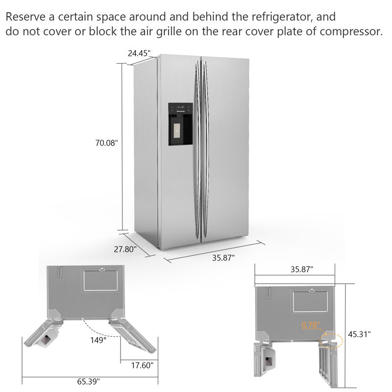 36 Side By Side 20.01 Cu. ft. Built-in Refrigerator with Freezer & Ice Maker Included - Image 13
