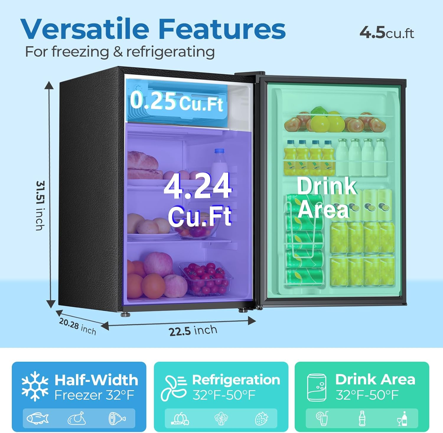 4.5 Cu.ft Mini Fridge with Freezer 58128RRE1 - Image 2
