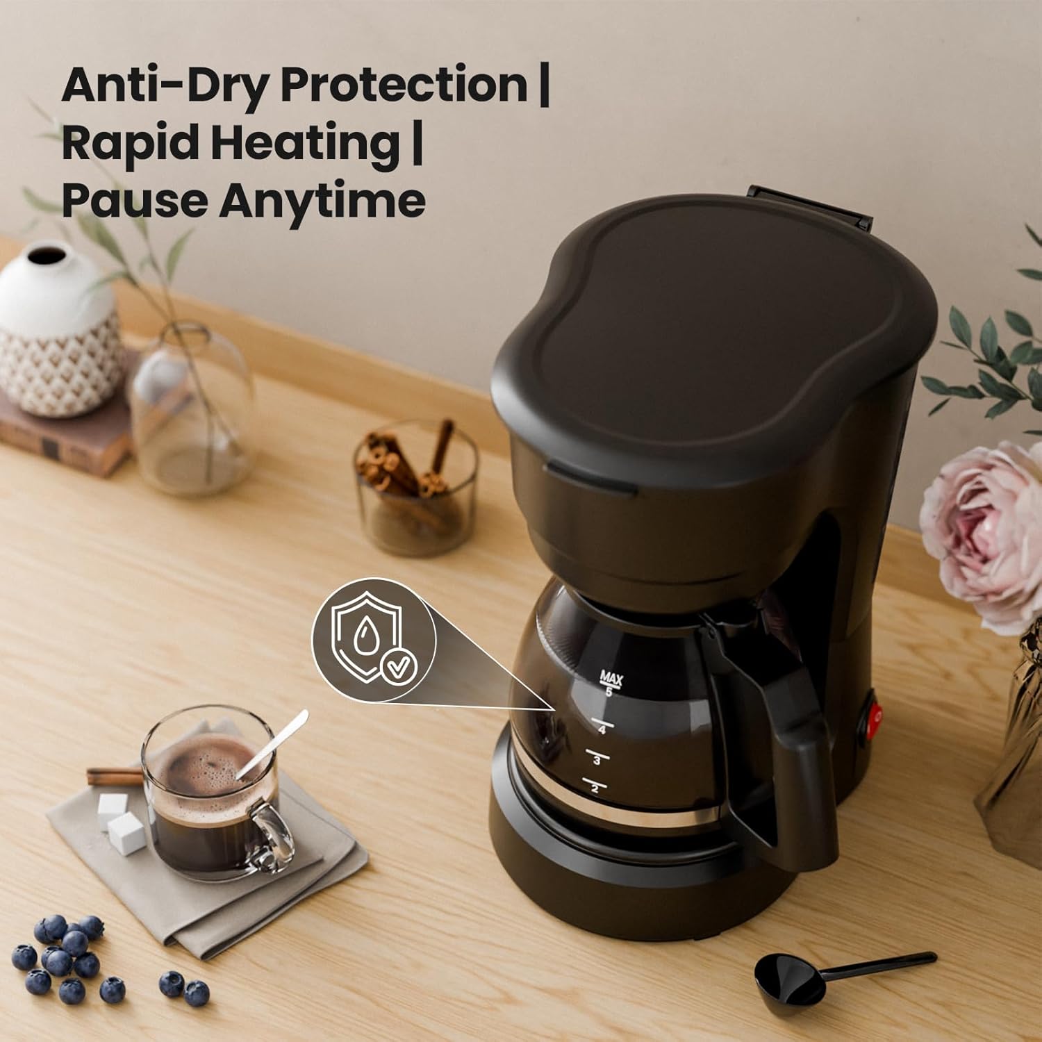 5-Cup Drip Coffee Maker - Programmable. Auto Brew. Auto Pause. Keep Warm Function CM3710H - Image 12