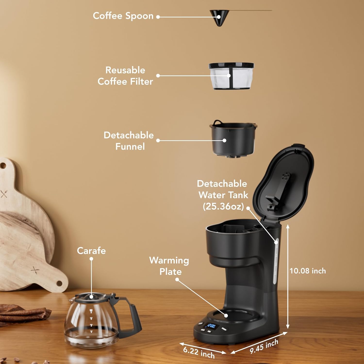 5-Cup Drip Coffee Maker - Programmable. Auto Brew. Auto Pause. Keep Warm Function CM3710H - Image 7