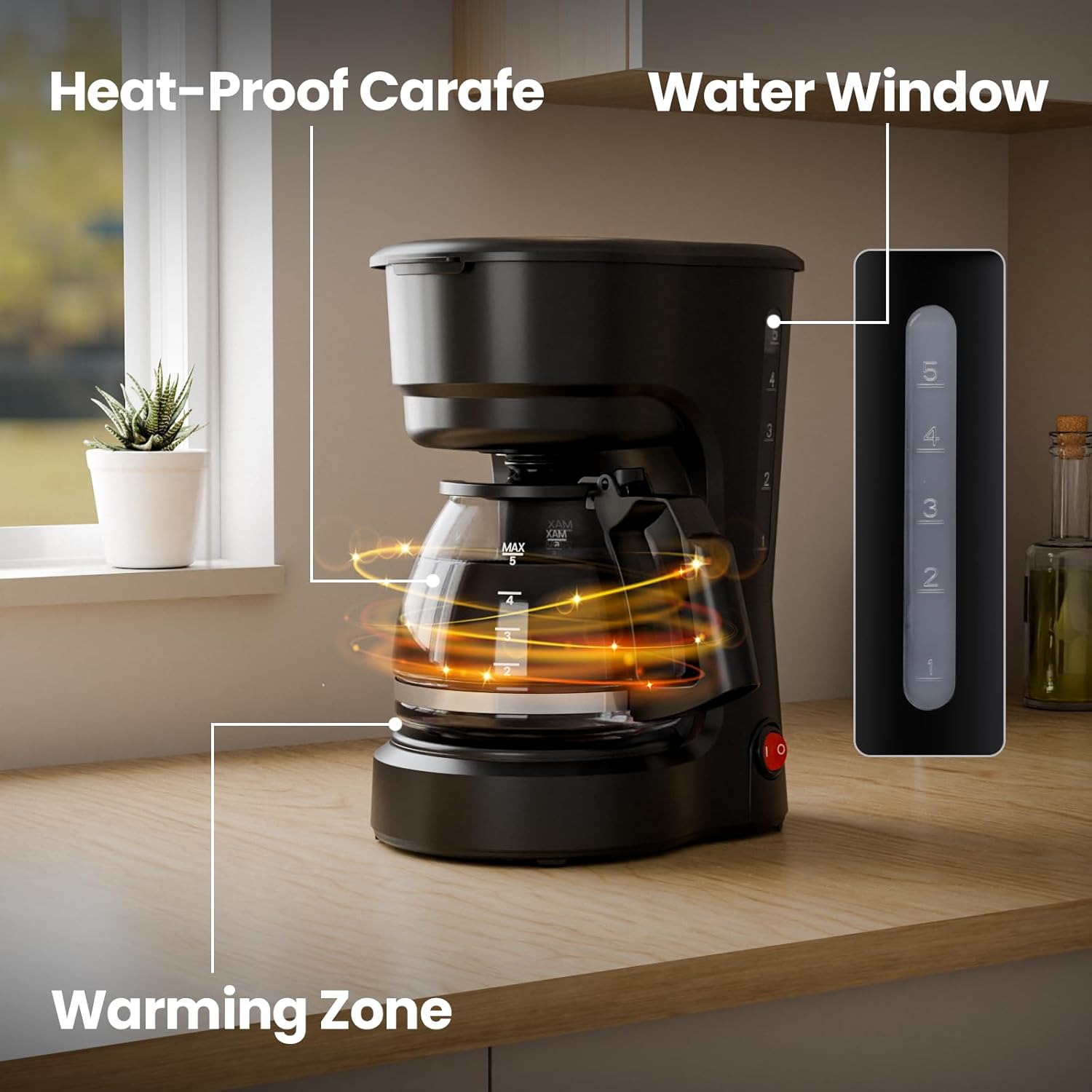 5-Cup Drip Coffee Maker - Programmable. Auto Brew. Auto Pause. Keep Warm Function CM3710H - Image 13