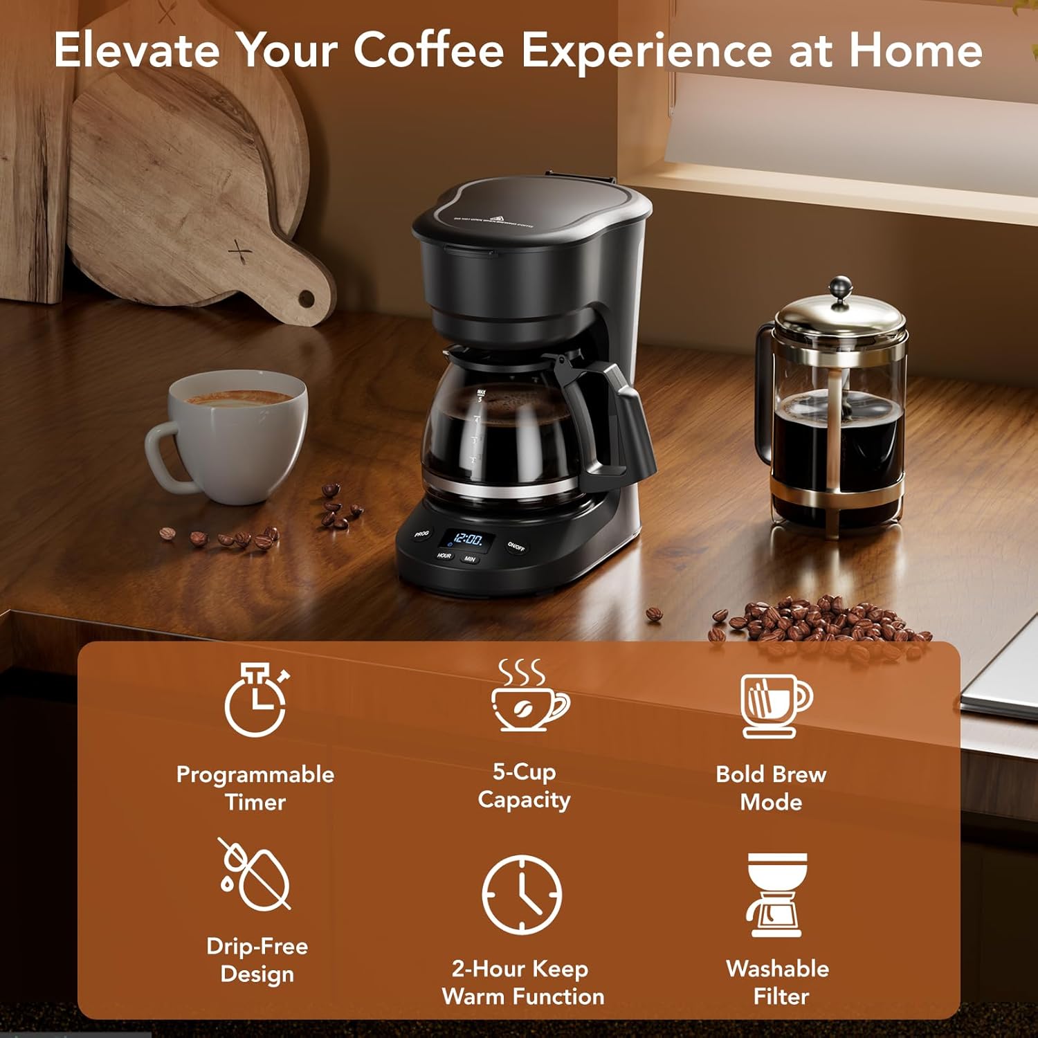 5-Cup Drip Coffee Maker - Programmable. Auto Brew. Auto Pause. Keep Warm Function CM3710H - Image 2
