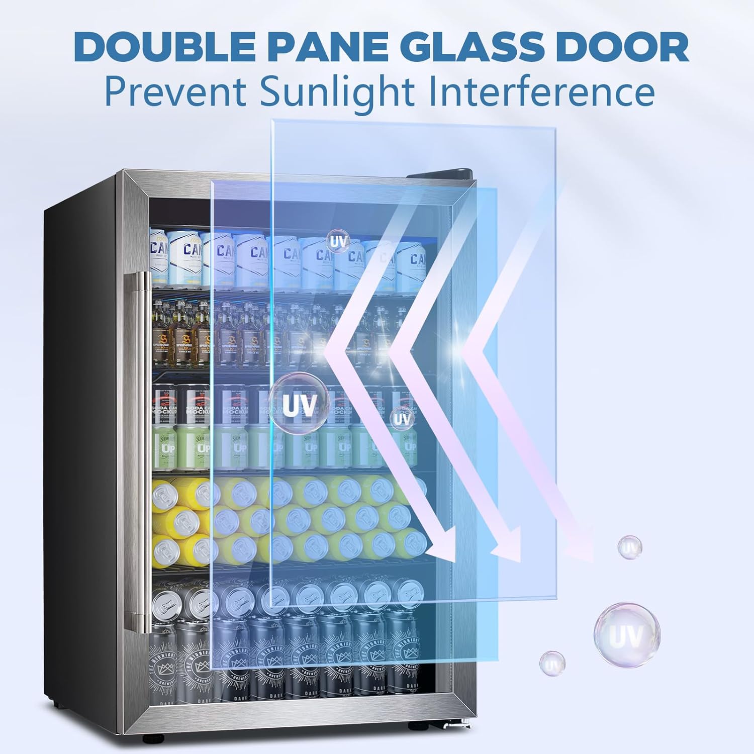 Beverage Refrigerator Cooler 4.4 Cu.Ft.145 Can Mini Fridge with Glass Door W58128SSH - Image 6