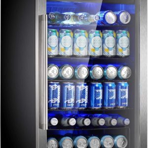 Beverage Refrigerator Cooler 4.4 Cu.Ft.145 Can Mini Fridge with Glass Door W58128SSH