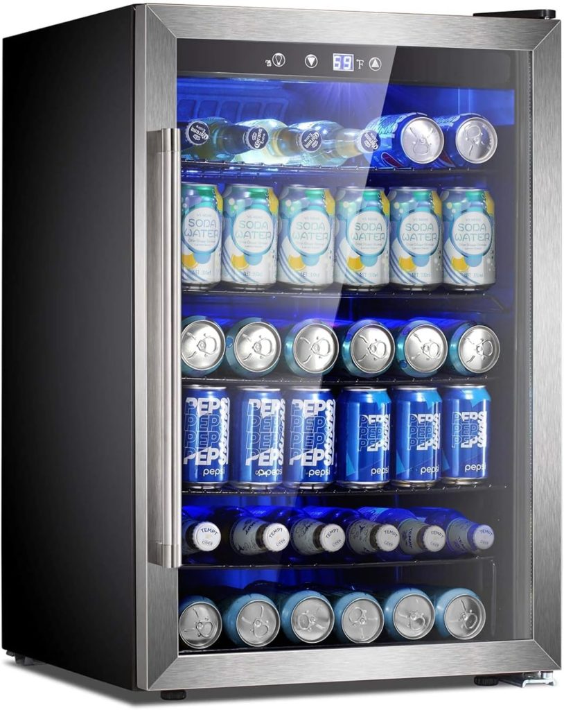 Beverage Refrigerator Cooler 4.4 Cu.Ft.145 Can Mini Fridge with Glass Door W58128SSH