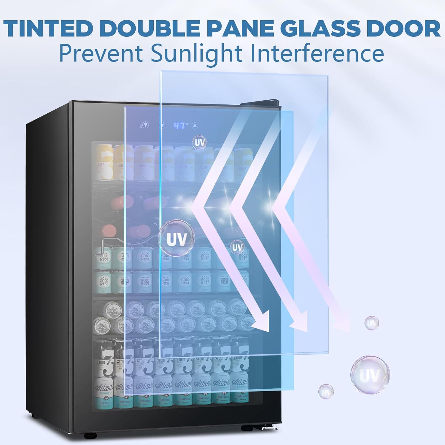 Beverage Refrigerator Cooler 4.5 Cu.Ft.145 Can Mini Fridge with Glass Door W58128BH - Image 6