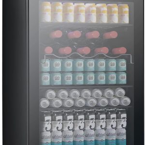 Beverage Refrigerator Cooler 4.5 Cu.Ft.145 Can Mini Fridge with Glass Door W58128BH