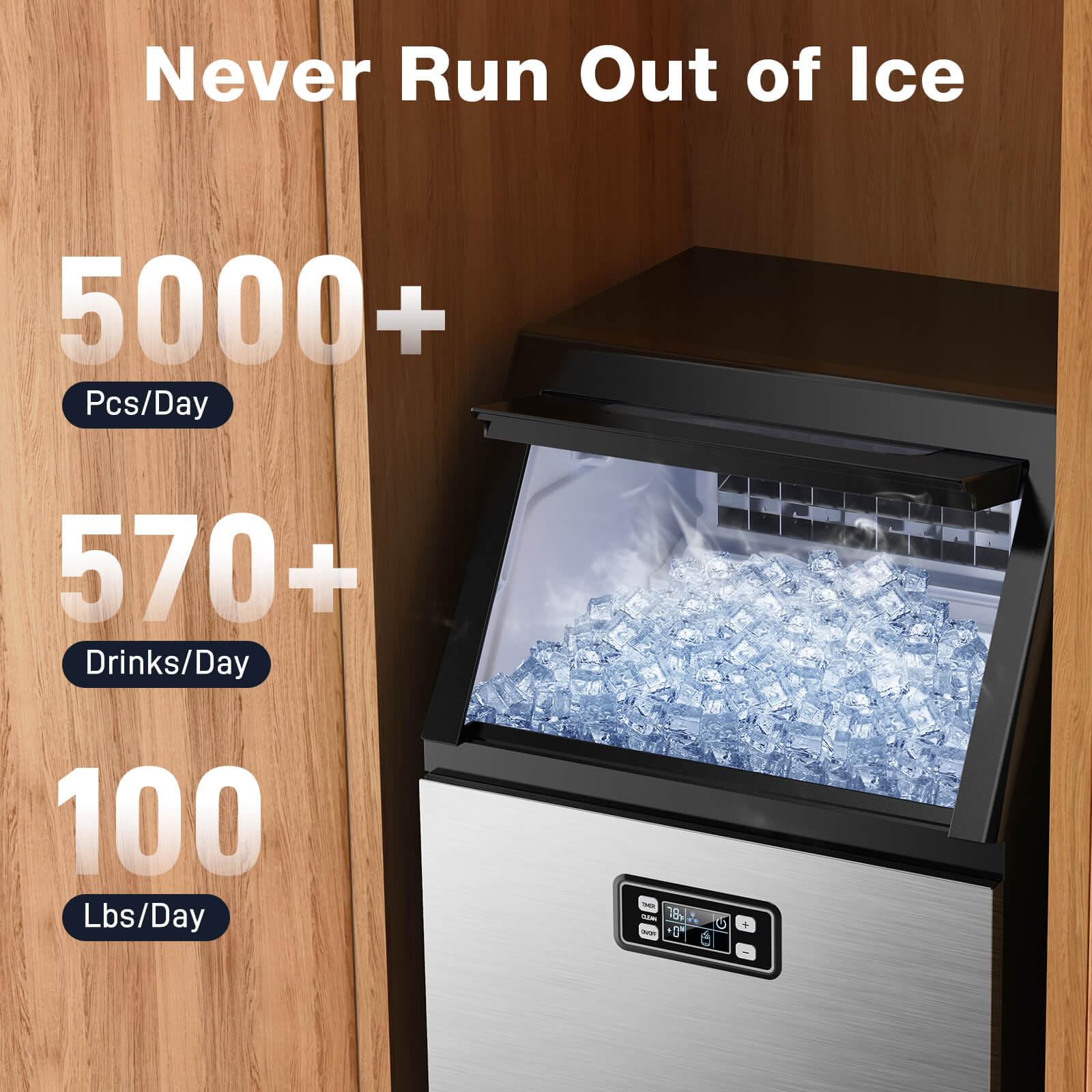 100LBS/200LBS/265LBS Freestanding Commercial Ice Maker Z5845A - Image 2