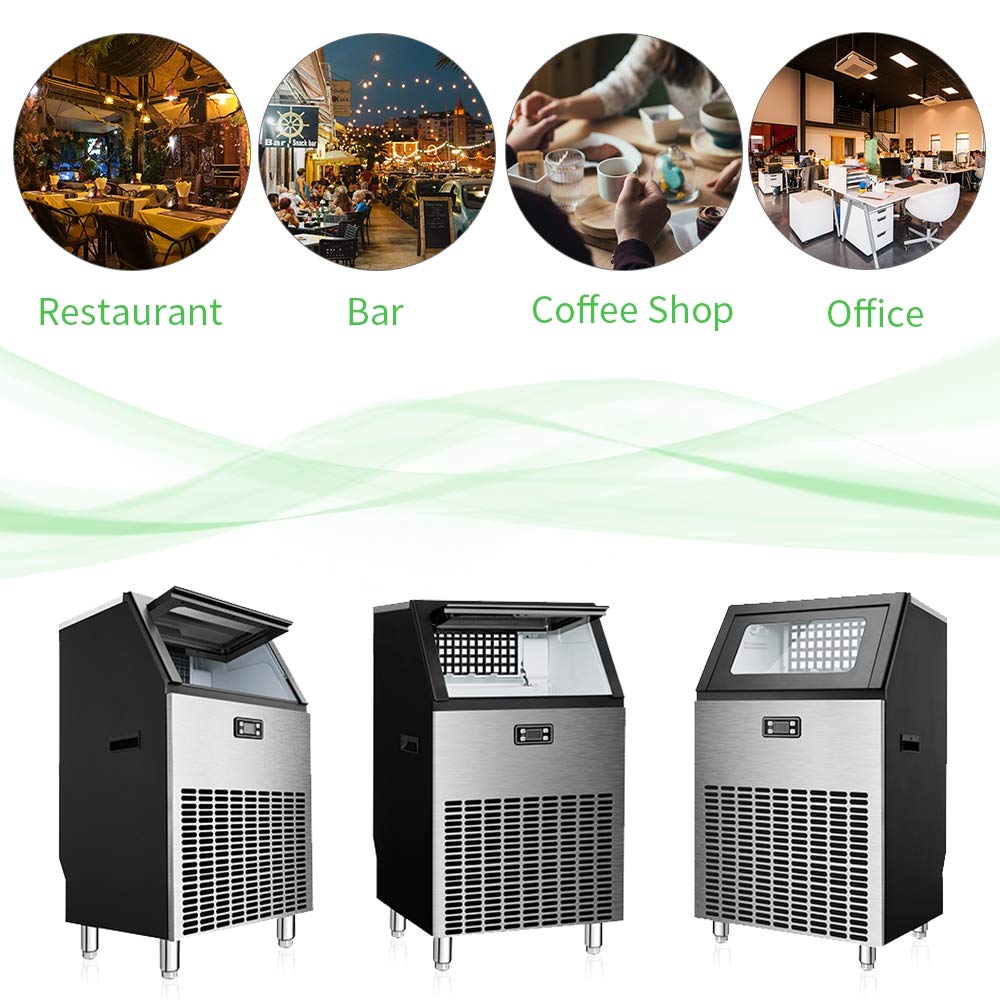 Commercial Ice Maker. Freestanding Square Ice Cube Maker 265lbs/24h. 55lbs Storage Bin. Full Heavy Duty Stainless Steel Construction - Image 5