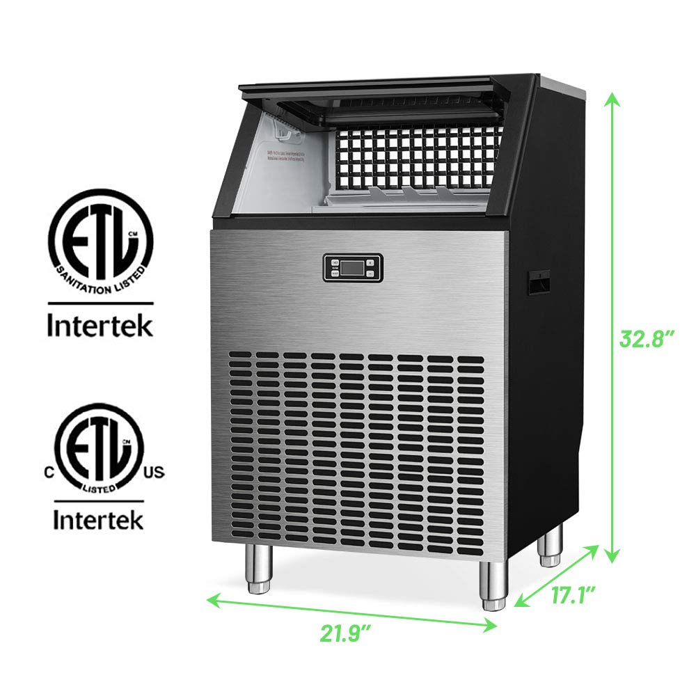 Commercial Ice Maker. Freestanding Square Ice Cube Maker 265lbs/24h. 55lbs Storage Bin. Full Heavy Duty Stainless Steel Construction - Image 3