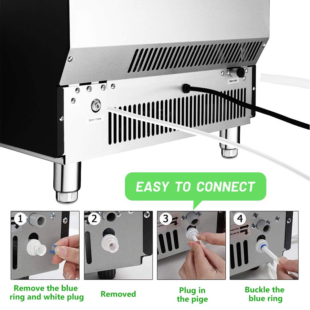 Commercial Ice Maker. Freestanding Square Ice Cube Maker 265lbs/24h. 55lbs Storage Bin. Full Heavy Duty Stainless Steel Construction - Image 6