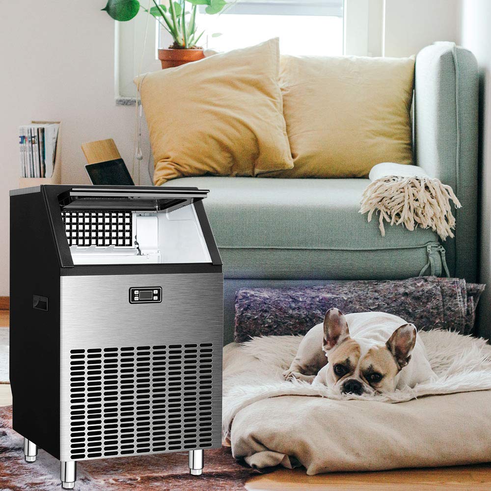 Commercial Ice Maker. Freestanding Square Ice Cube Maker 265lbs/24h. 55lbs Storage Bin. Full Heavy Duty Stainless Steel Construction - Image 8