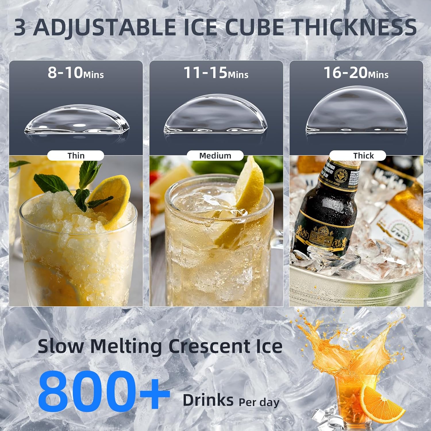 Commercial Ice Maker Machine.100lbs/24H Moon-Shaped Ice Machine with 28 Lbs Storage Capacity - Image 4