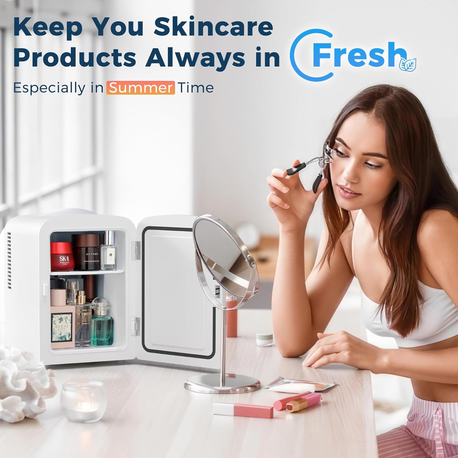 Compact Refrigerator. Portable Mini Fridge. Skin Care 4L Capacity/6 Cans F3404 - Image 10