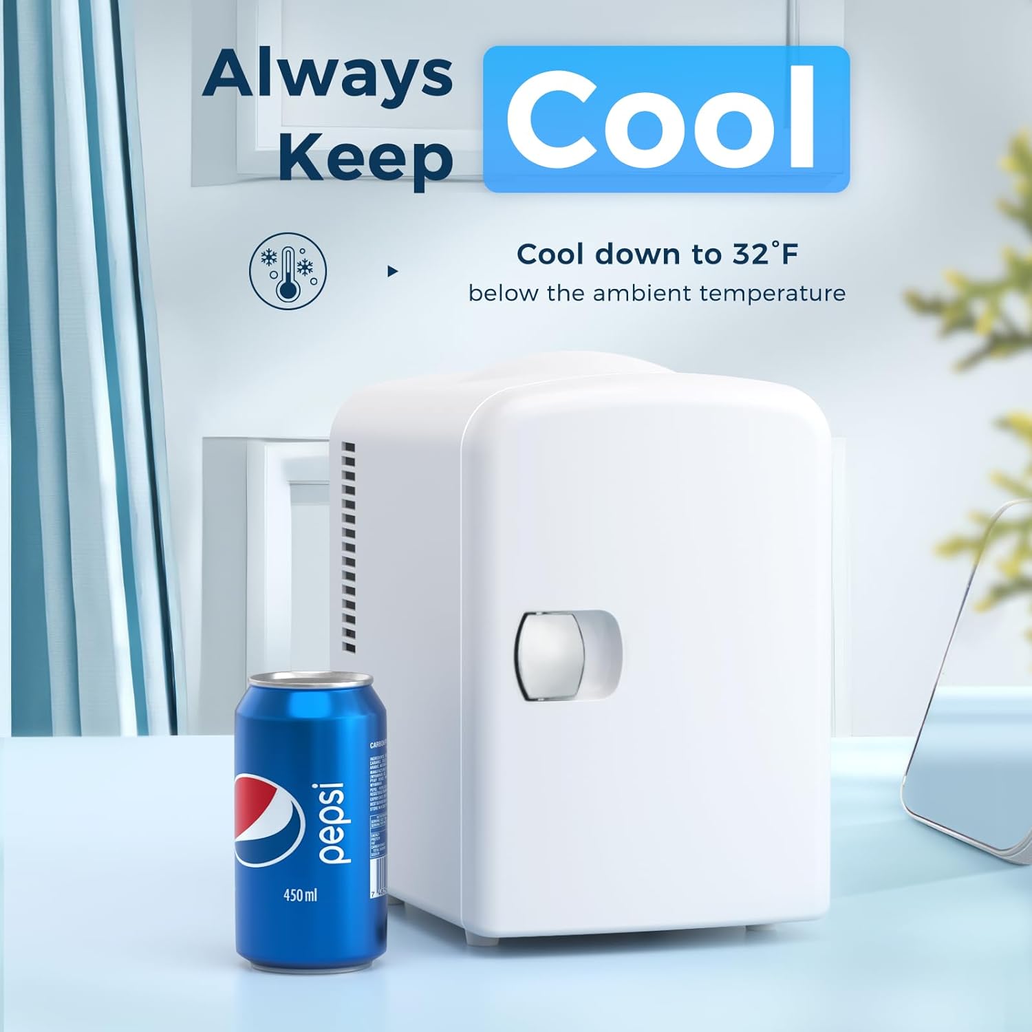 Compact Refrigerator. Portable Mini Fridge. Skin Care 4L Capacity/6 Cans F3404 - Image 11