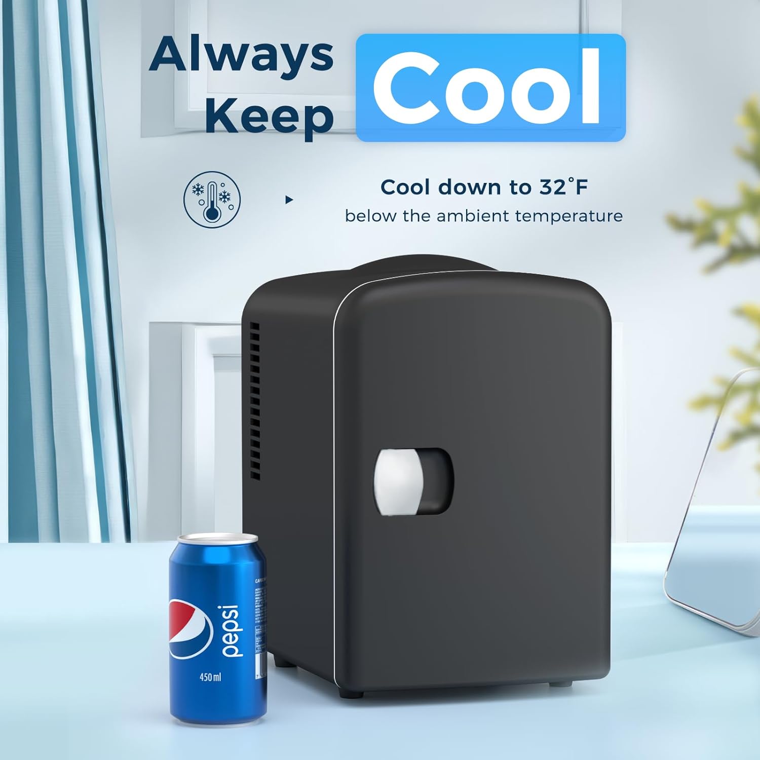 Compact Refrigerator. Portable Mini Fridge. Skin Care 4L Capacity/6 Cans F3404 - Image 4