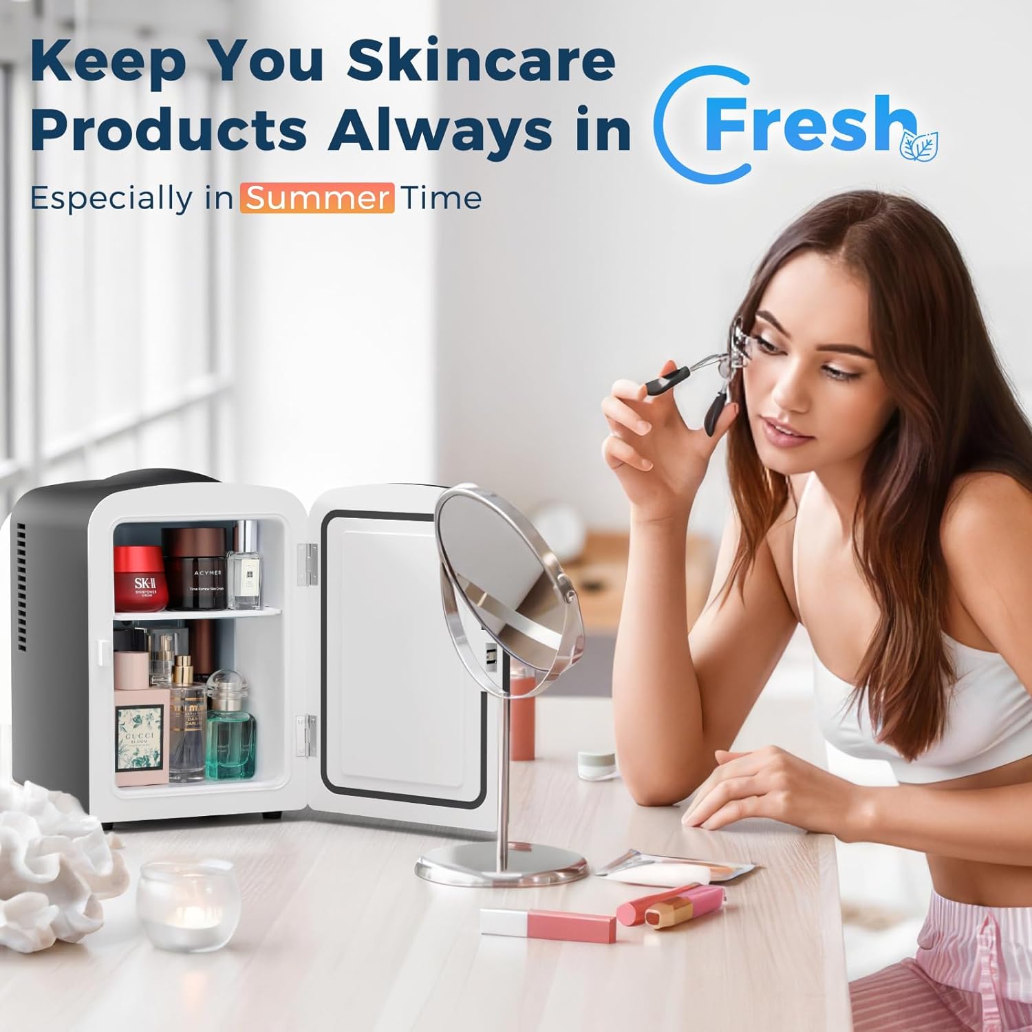 Compact Refrigerator. Portable Mini Fridge. Skin Care 4L Capacity/6 Cans F3404 - Image 3