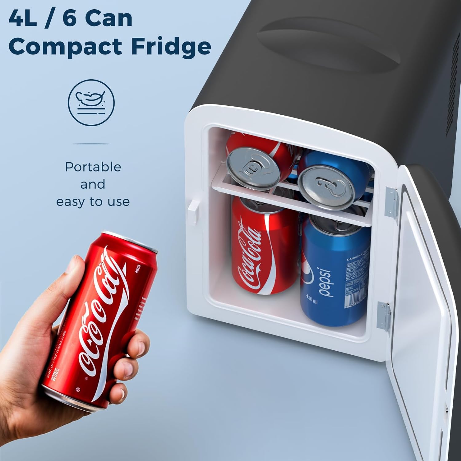 Compact Refrigerator. Portable Mini Fridge. Skin Care 4L Capacity/6 Cans F3404 - Image 5