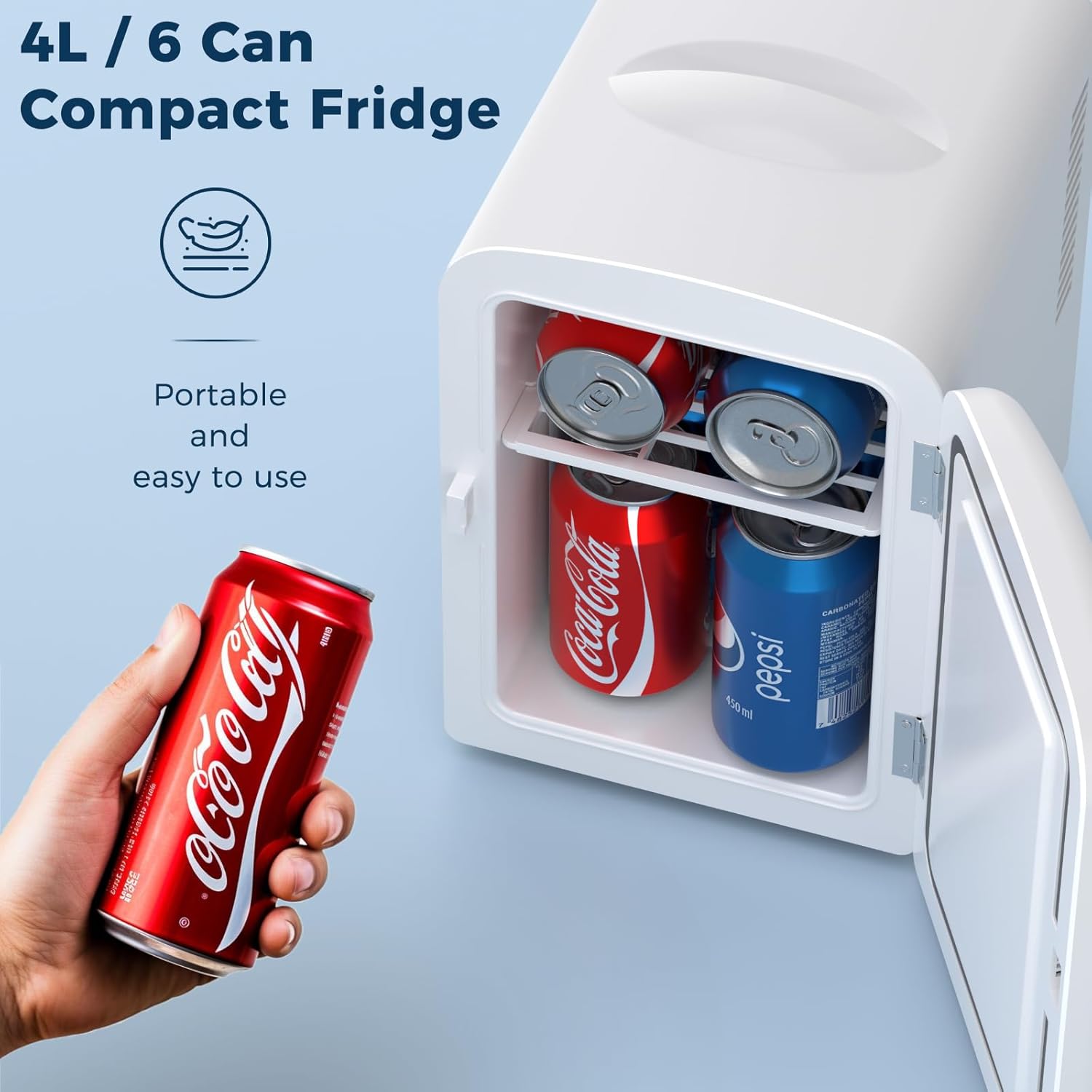 Compact Refrigerator. Portable Mini Fridge. Skin Care 4L Capacity/6 Cans F3404 - Image 12