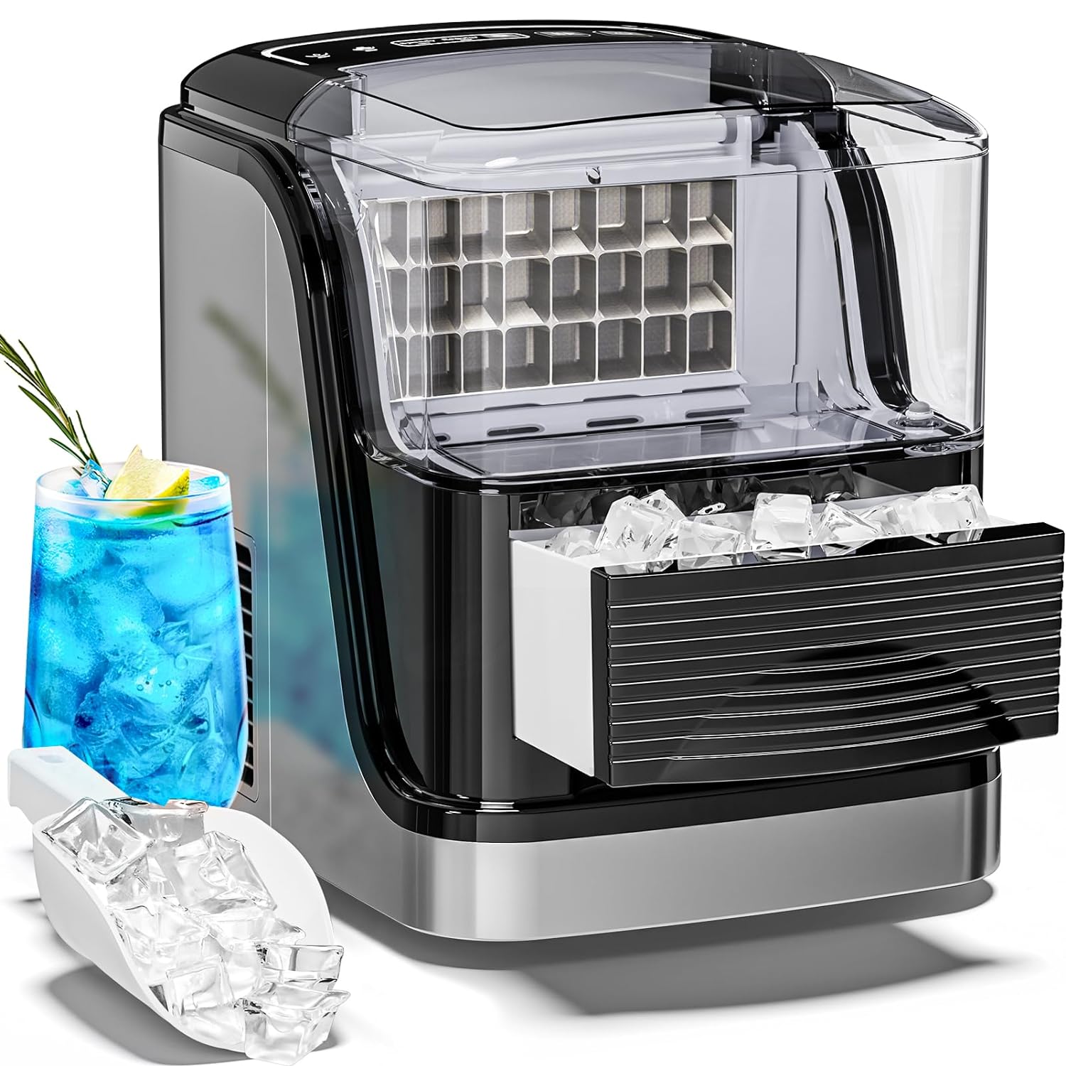 Cubic Ice Maker Machine.33 Lbs/24 Hrs.1.3 Lbs Ice Storage Capacity .Black