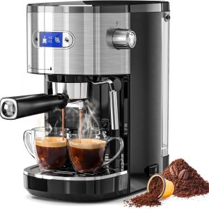 Espresso Machine .Semi-Automatic Coffee Maker with Bean Grinder and Milk Frother Steam Wand CM8050