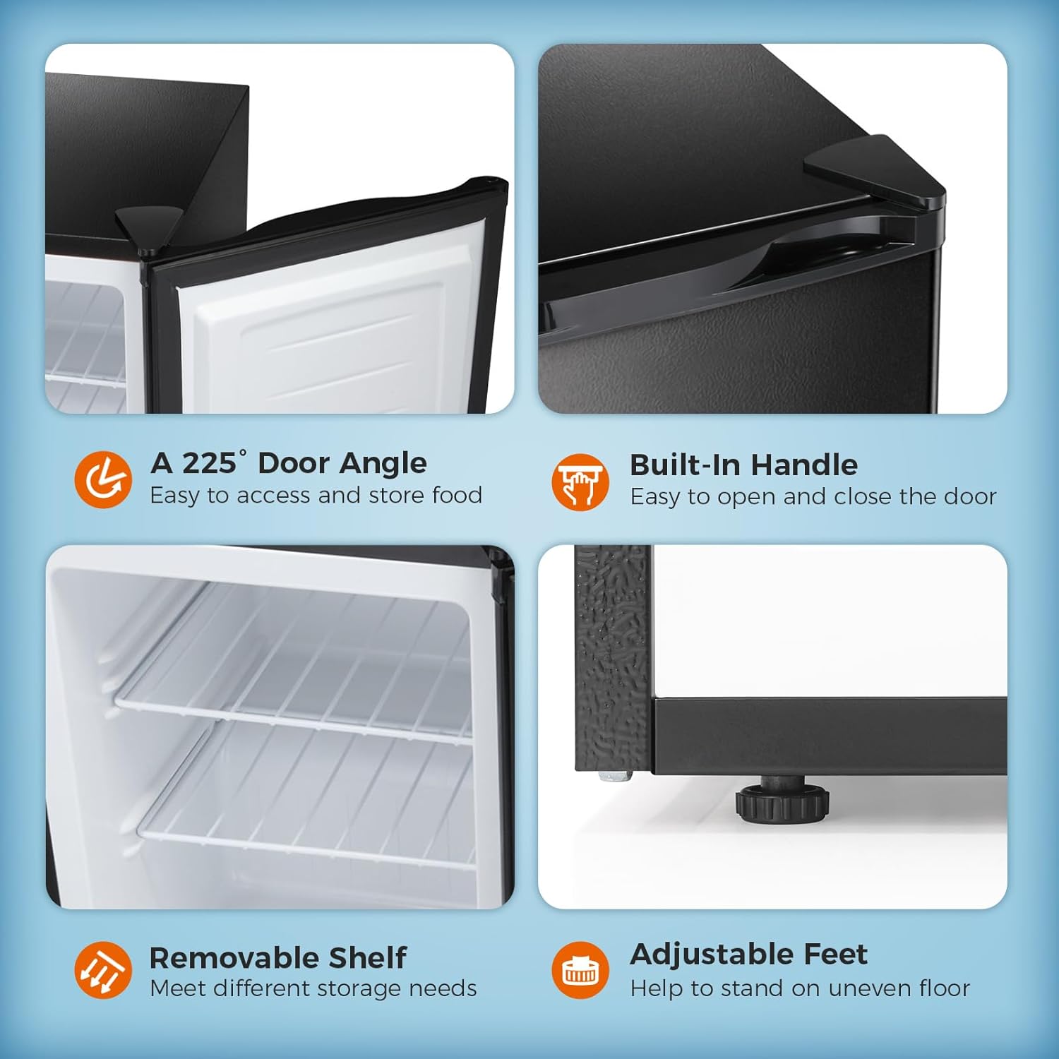 Free Standing Upright Freezer with Removable Shelf. Adjustable Thermostat. Compact Reversible Single Door Vertical Freezers - Image 5