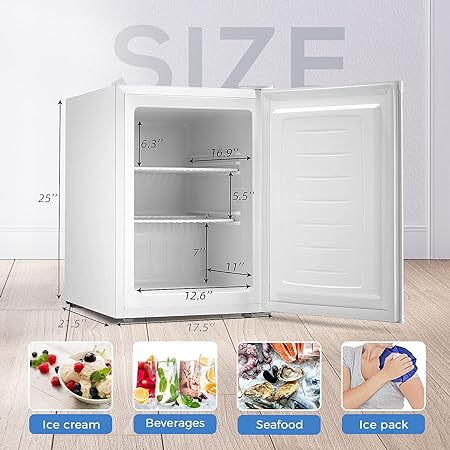 Free Standing Upright Freezer with Removable Shelf. Adjustable Thermostat. Compact Reversible Single Door Vertical Freezers - Image 12